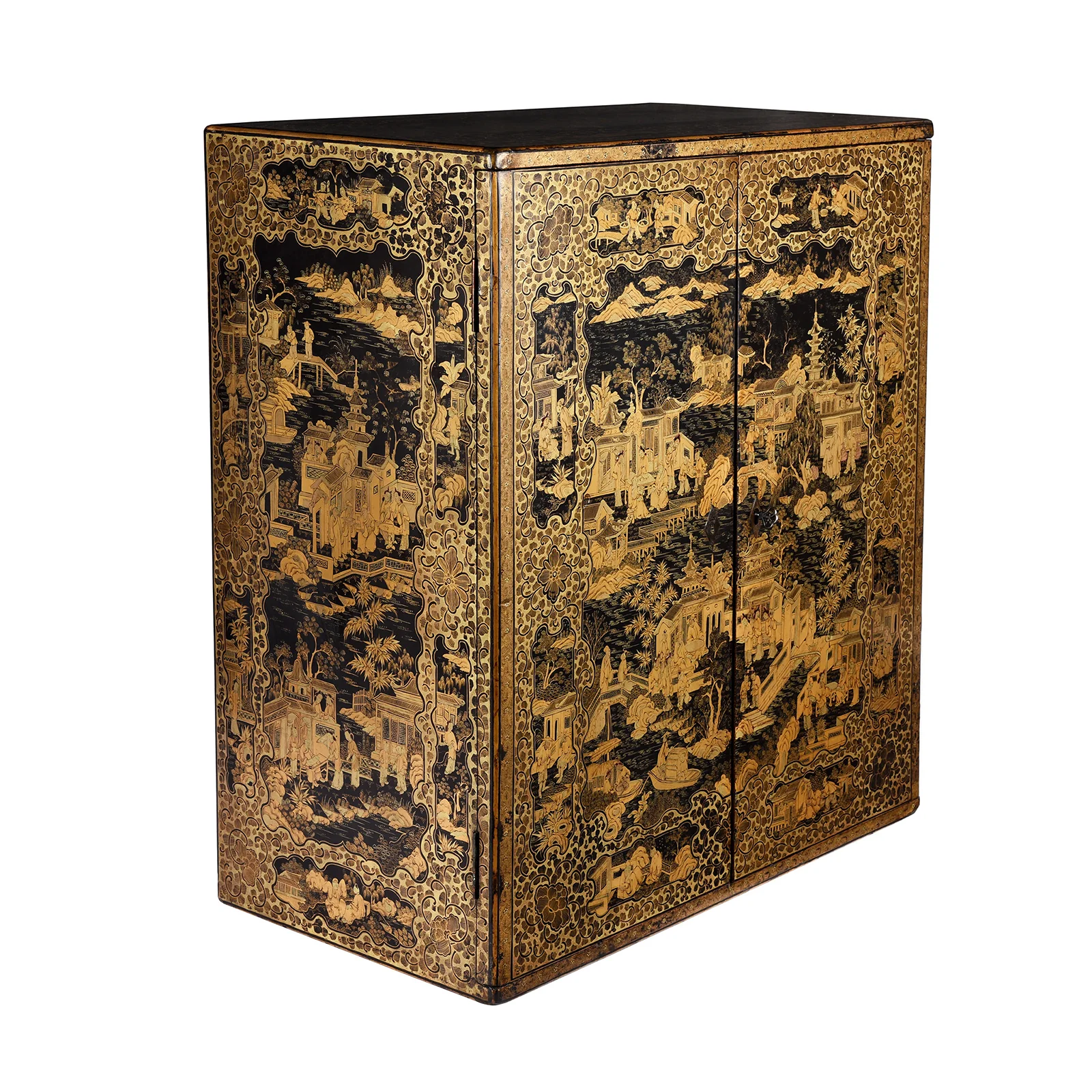 Gilt Black Lacquer Chinese Export Jewellery Cabinet - Early 19thC - Image 5