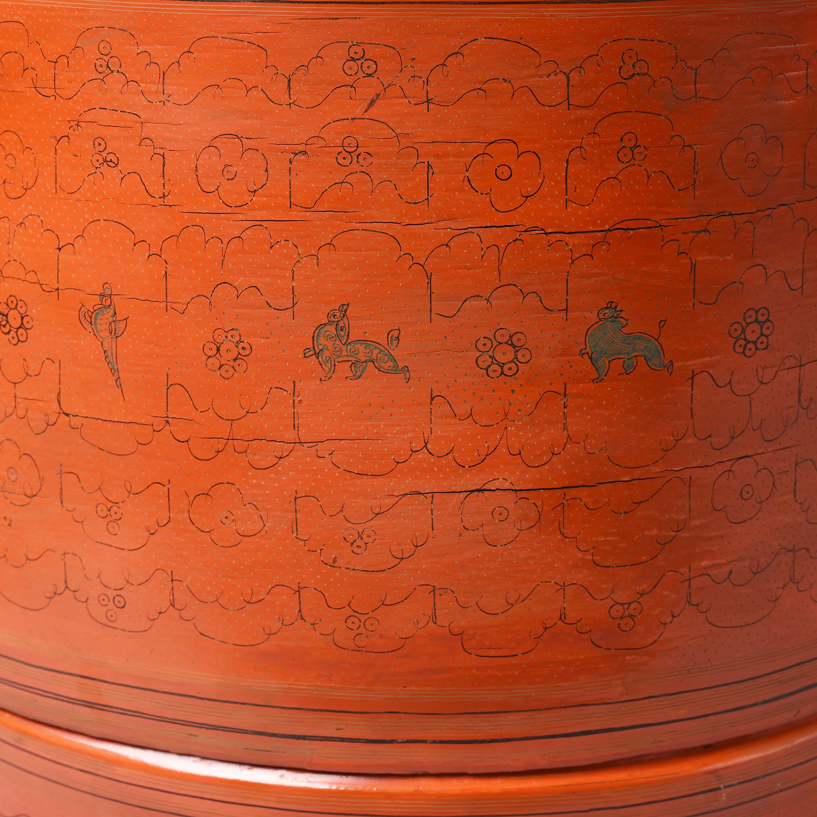 Extra Large Burmese Lacquer Tiffin Box - Ca 1910 - Image 7