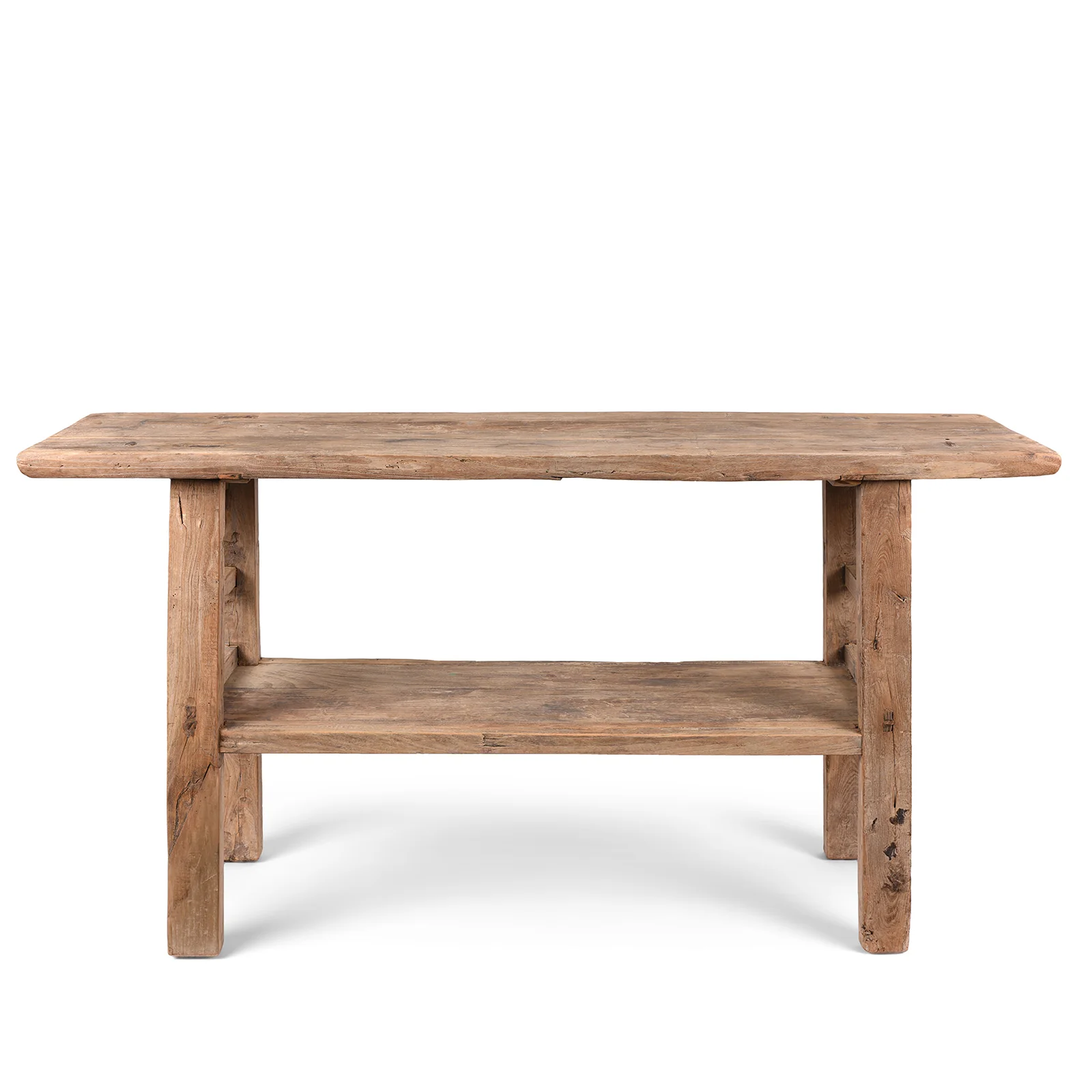 Farmhouse Bleached Elm Console Table With Shelf