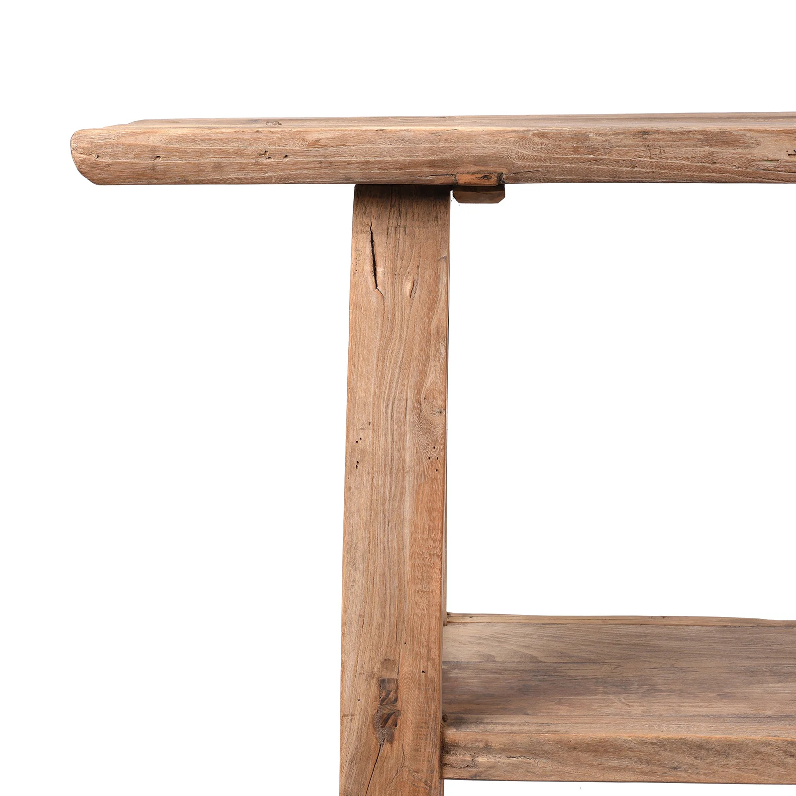 Farmhouse Bleached Elm Console Table With Shelf - Image 2
