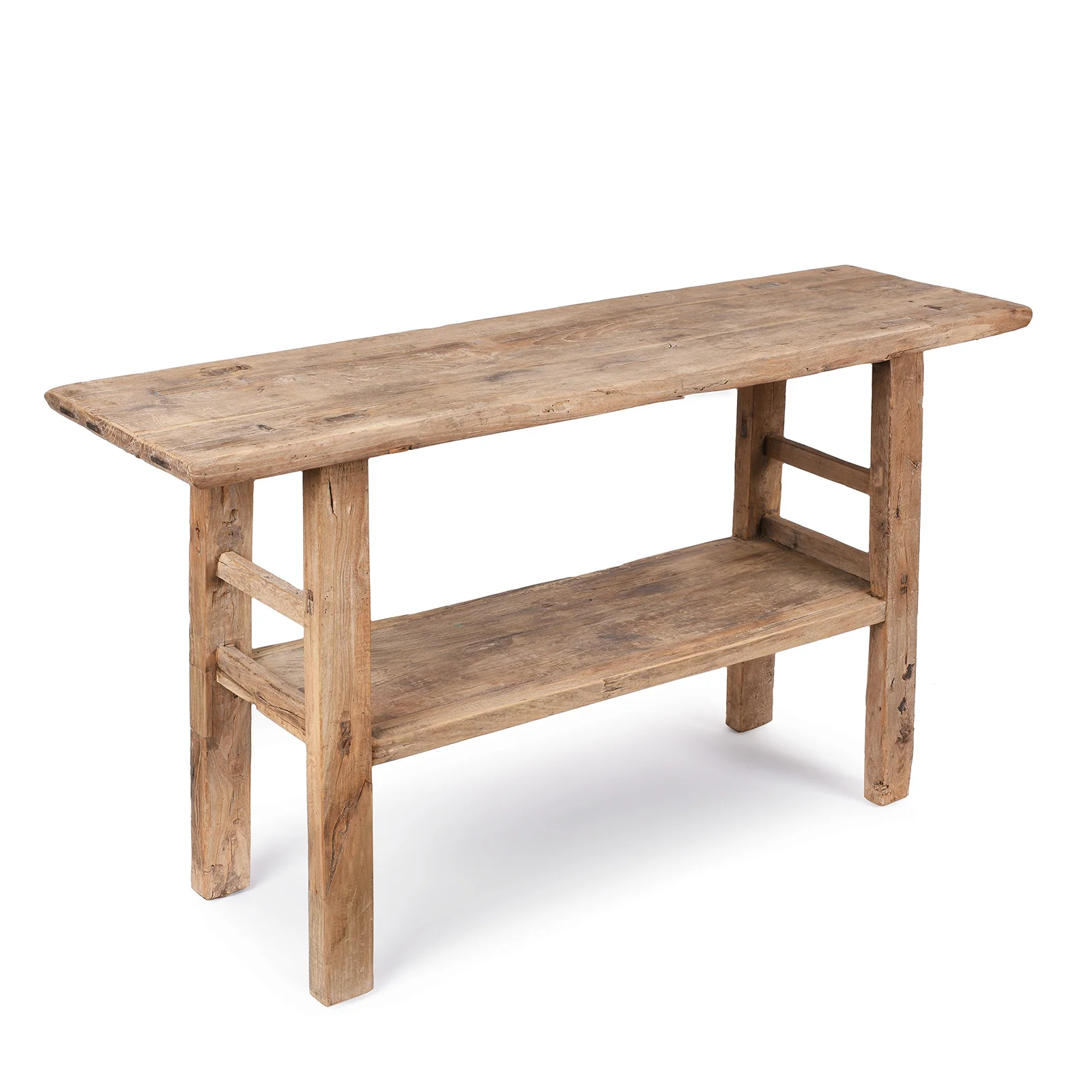 Farmhouse Bleached Elm Console Table With Shelf - Image 3