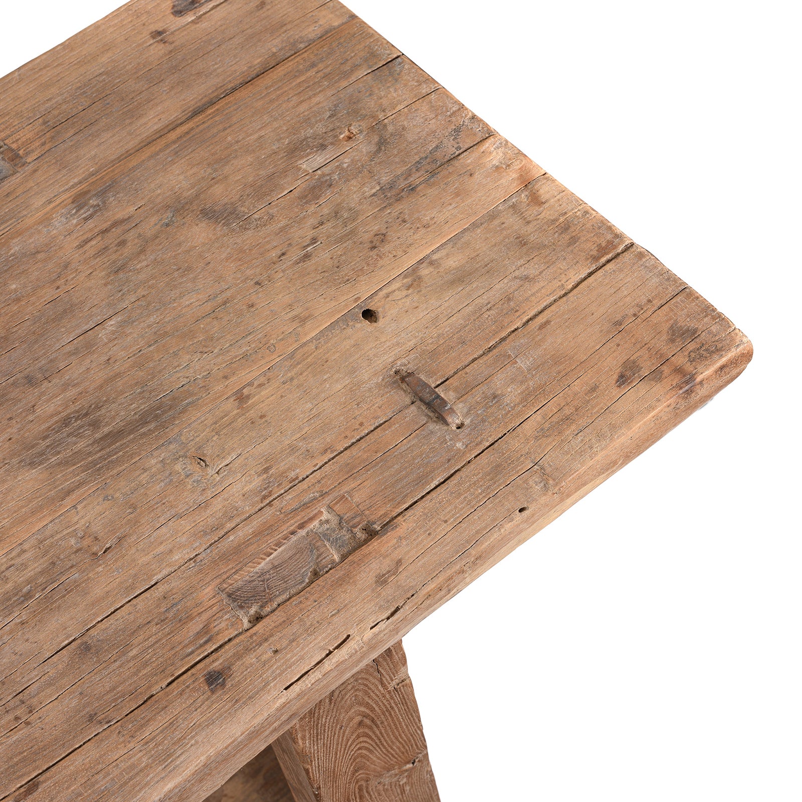 Farmhouse Bleached Elm Console Table With Shelf - Image 4
