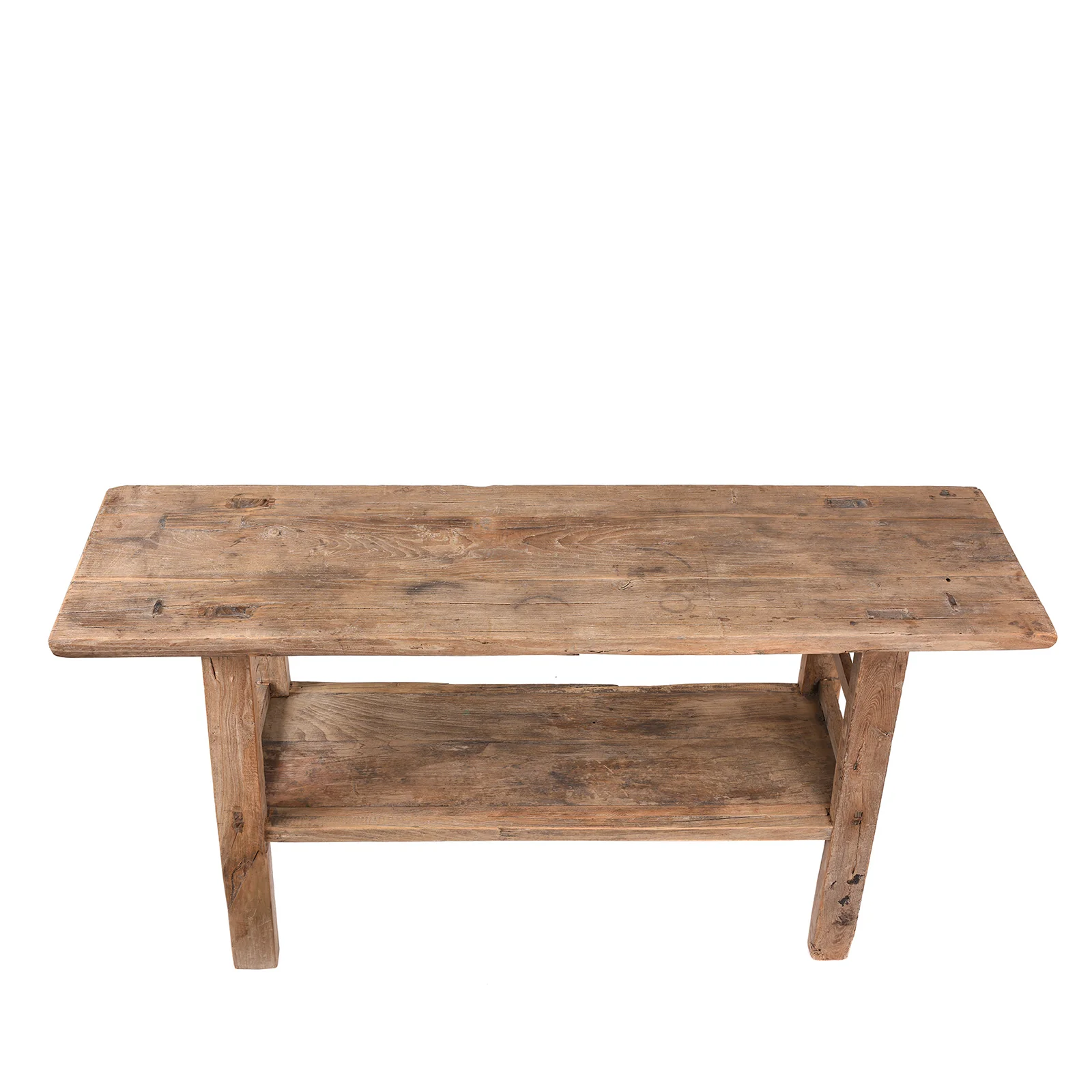 Farmhouse Bleached Elm Console Table With Shelf - Image 6