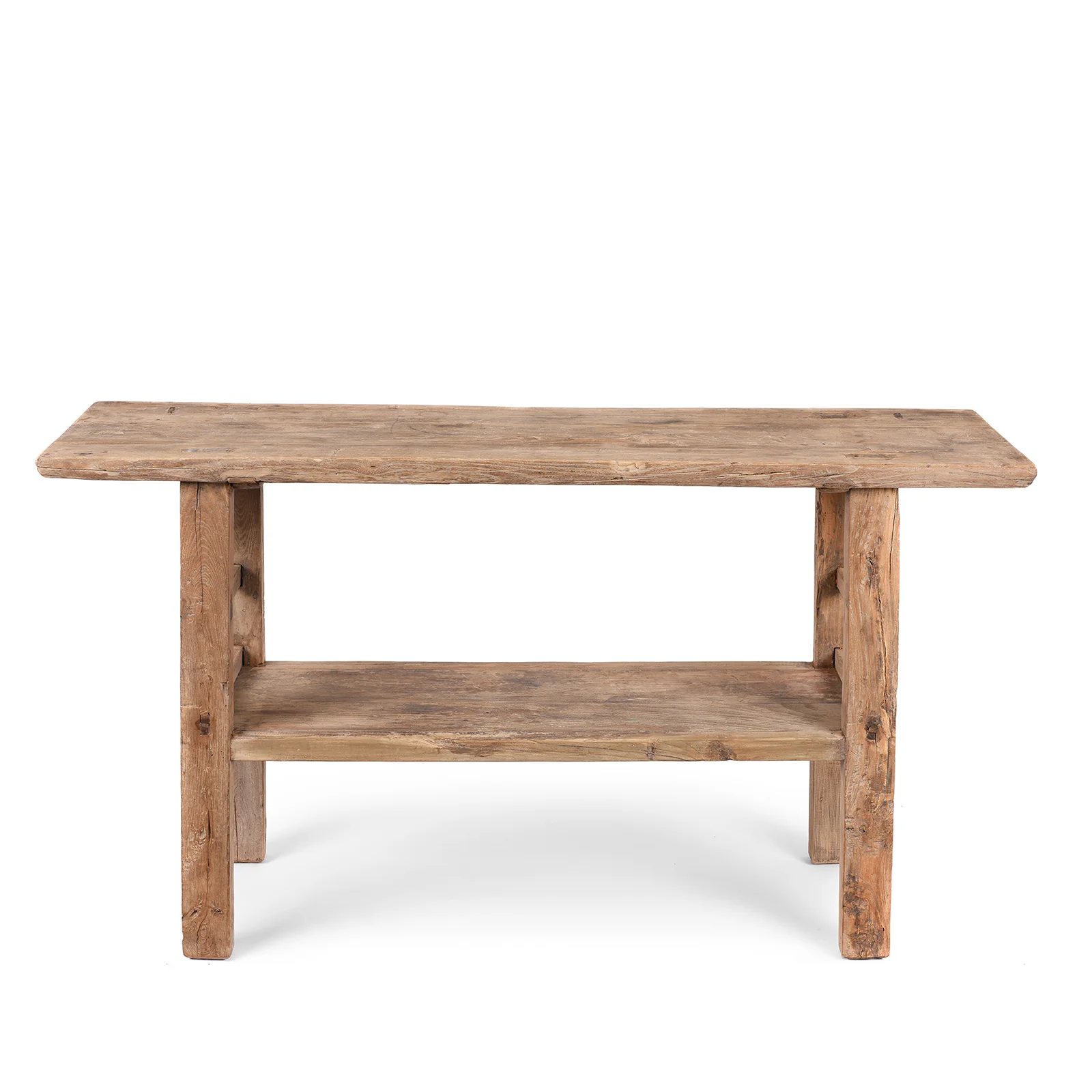 Farmhouse Bleached Elm Console Table With Shelf - Image 8