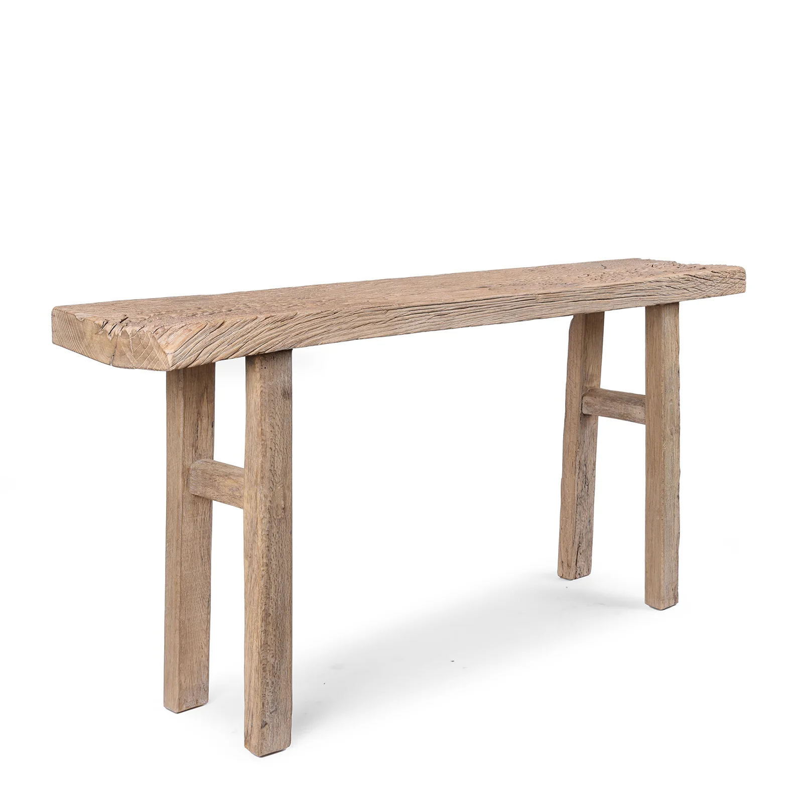 Bleached Reclaimed Elm Farmhouse Console Table - Image 3