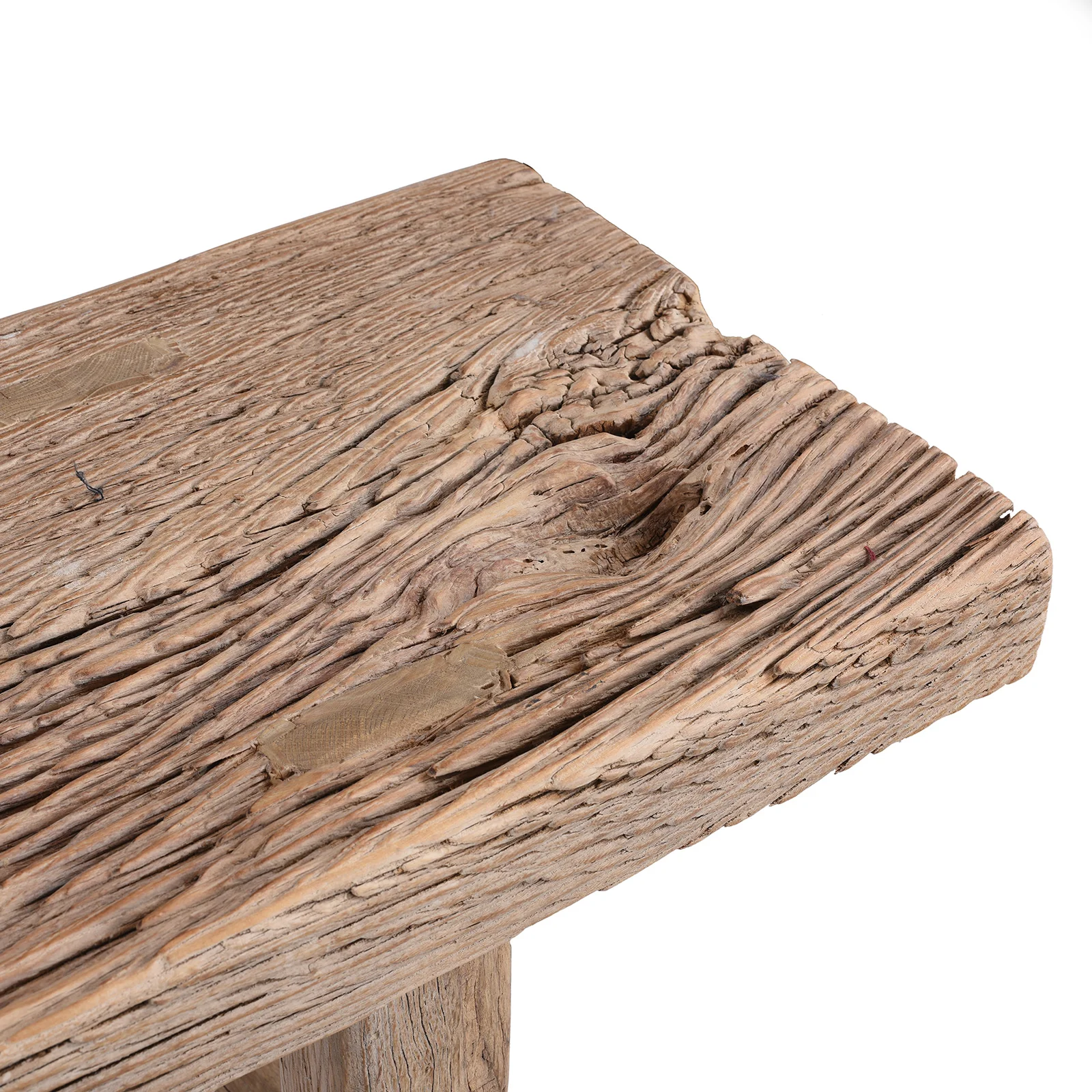 Bleached Reclaimed Elm Farmhouse Console Table - Image 6