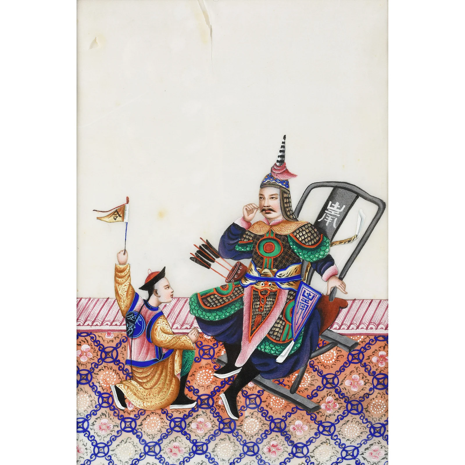 Framed Chinese Pith Painting of An Official - 19th Century - Image 2