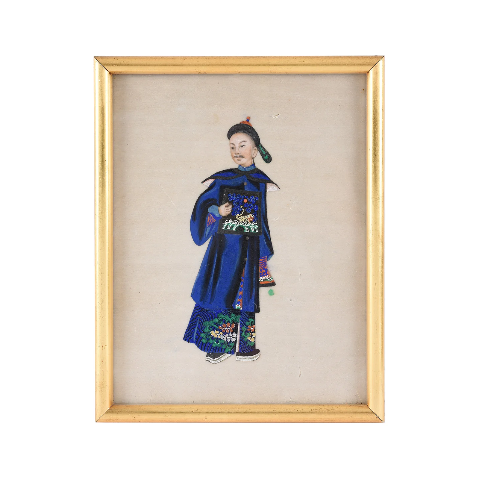 Framed Watercolour Painting of A Dignitary on Pith Paper - 19th Century