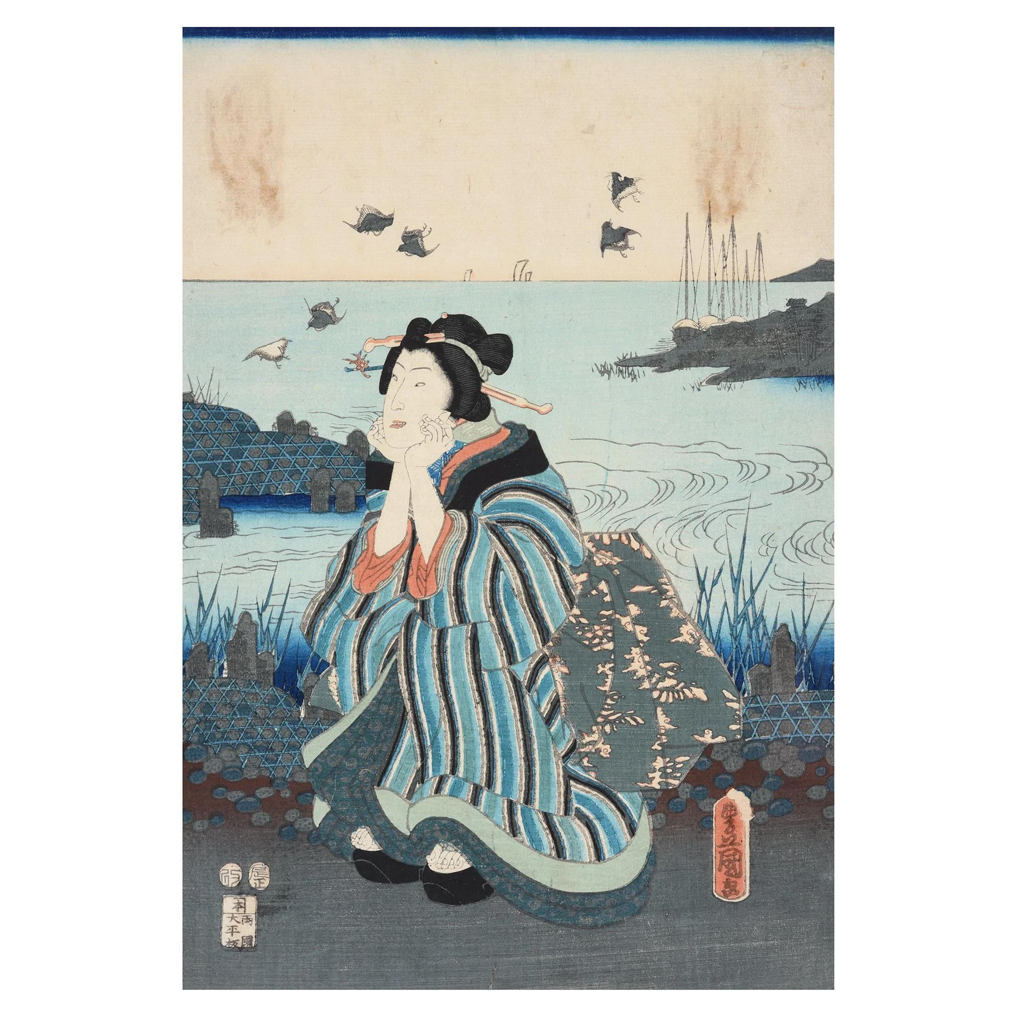 Framed Japanese Woodblock Print by Kunisada - Edo Period - Image 2
