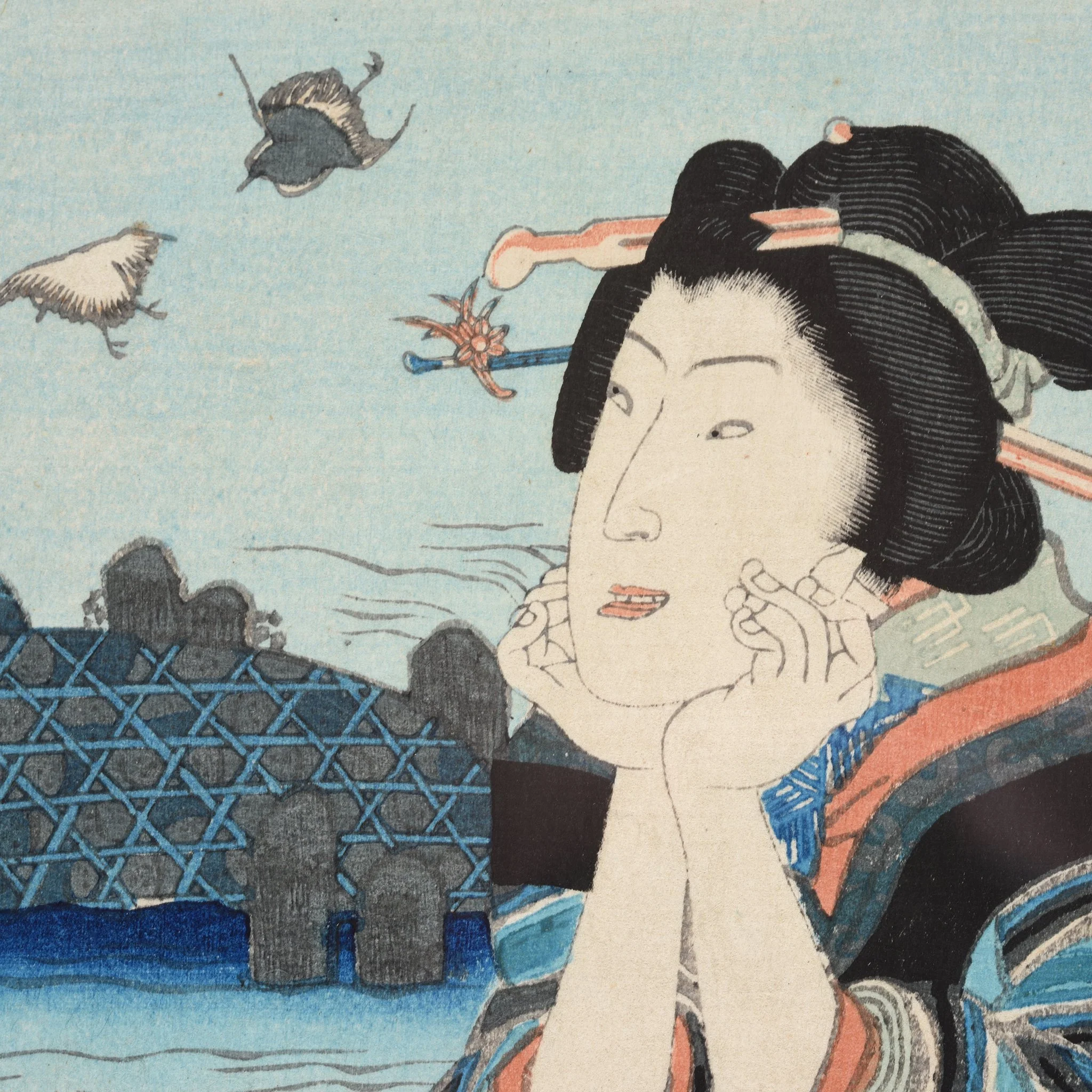 Framed Japanese Woodblock Print by Kunisada - Edo Period - Image 3