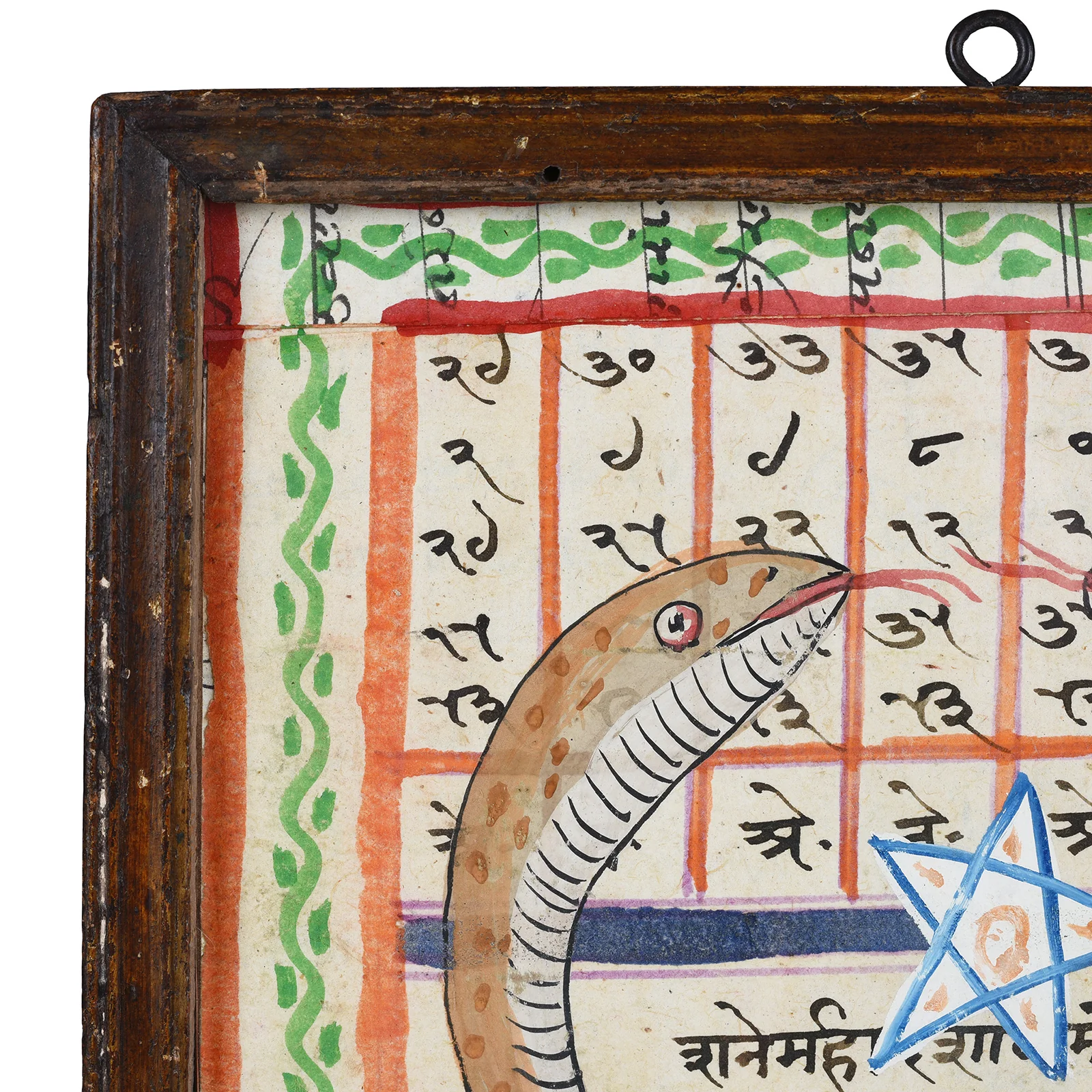 Framed Painted Indian Horoscope From Rajasthan - Ca 1920's - Image 3
