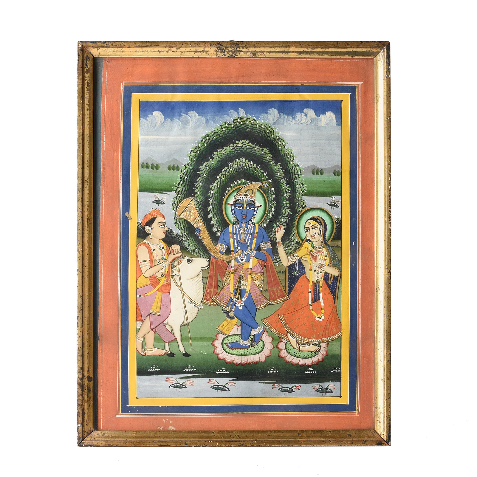 Framed Jaipur School Painting Of Krishna & Radha - 19th Century - Image 9