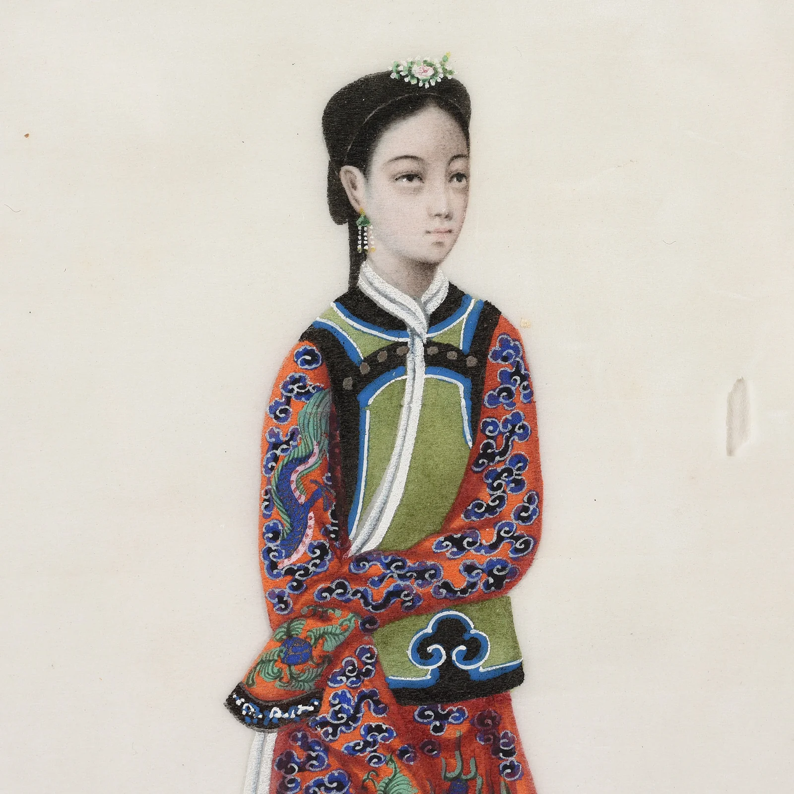Framed Chinese Pith Painting Watercolour of A Dignitary - 19thC - Image 3