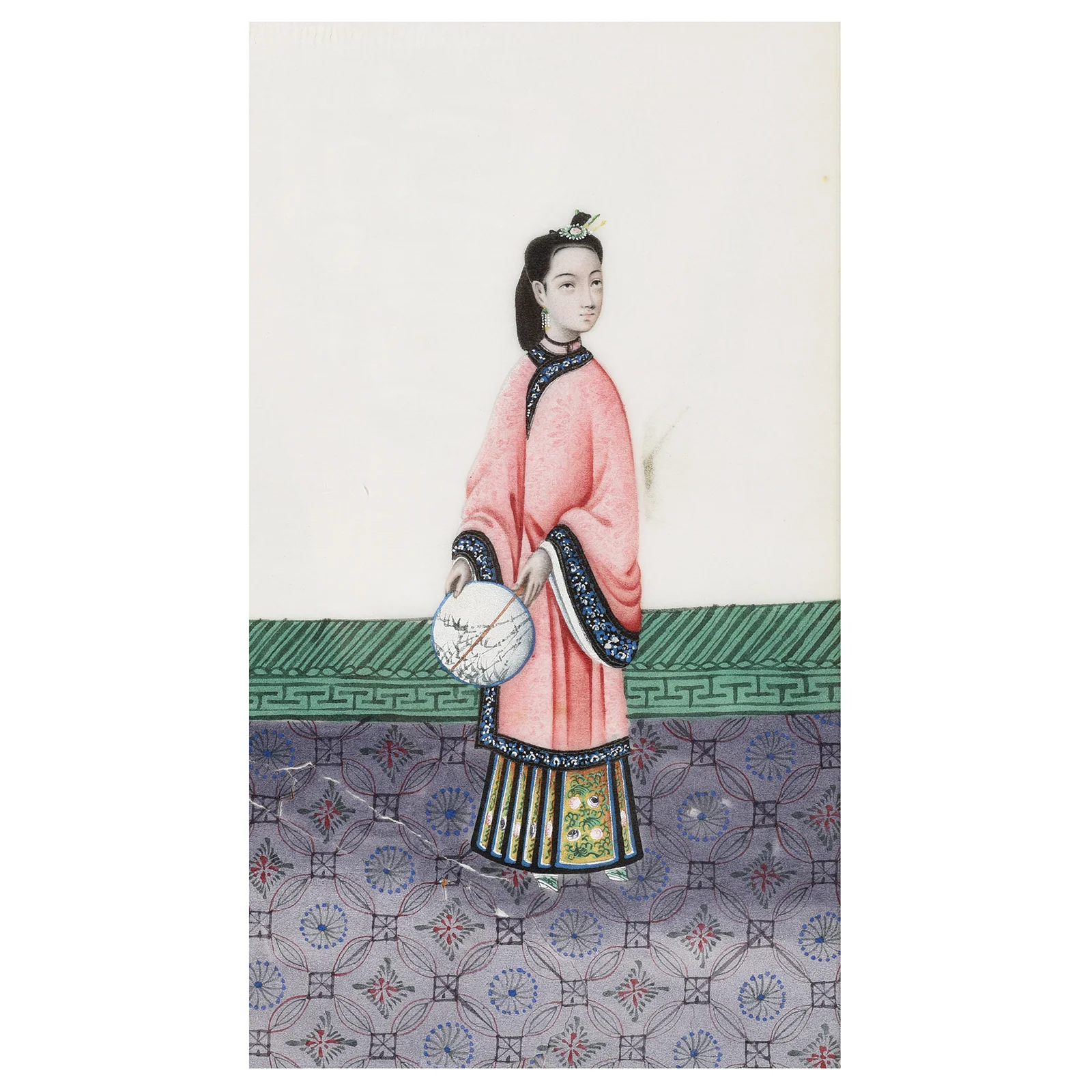 Framed Chinese Pith Painting Watercolour of A Dignitary - 19thC - Image 2