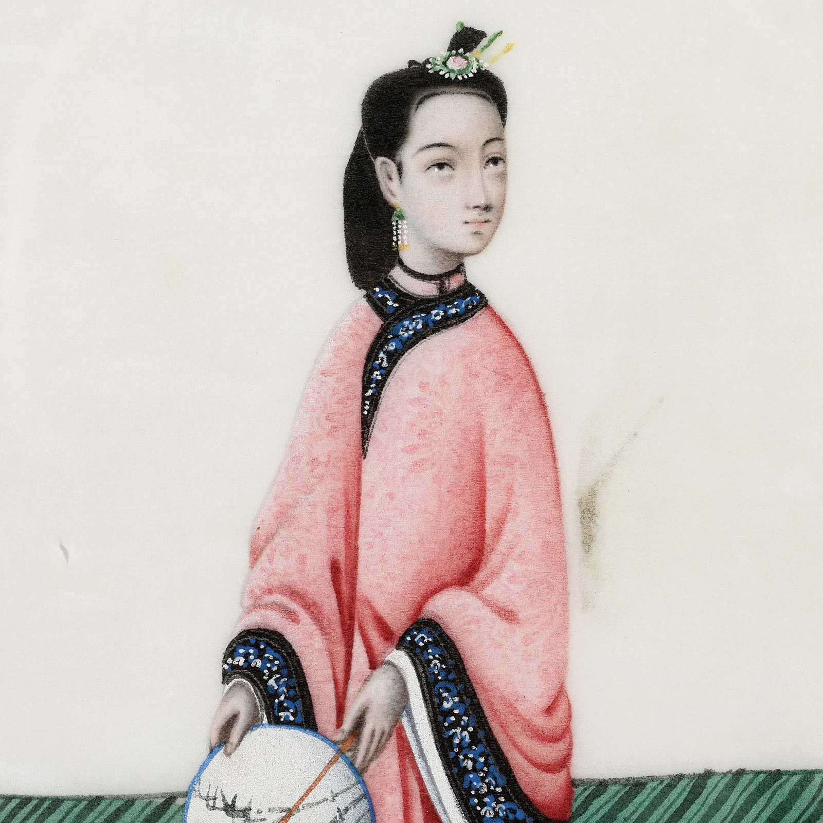 Framed Chinese Pith Painting Watercolour of A Dignitary - 19thC - Image 4