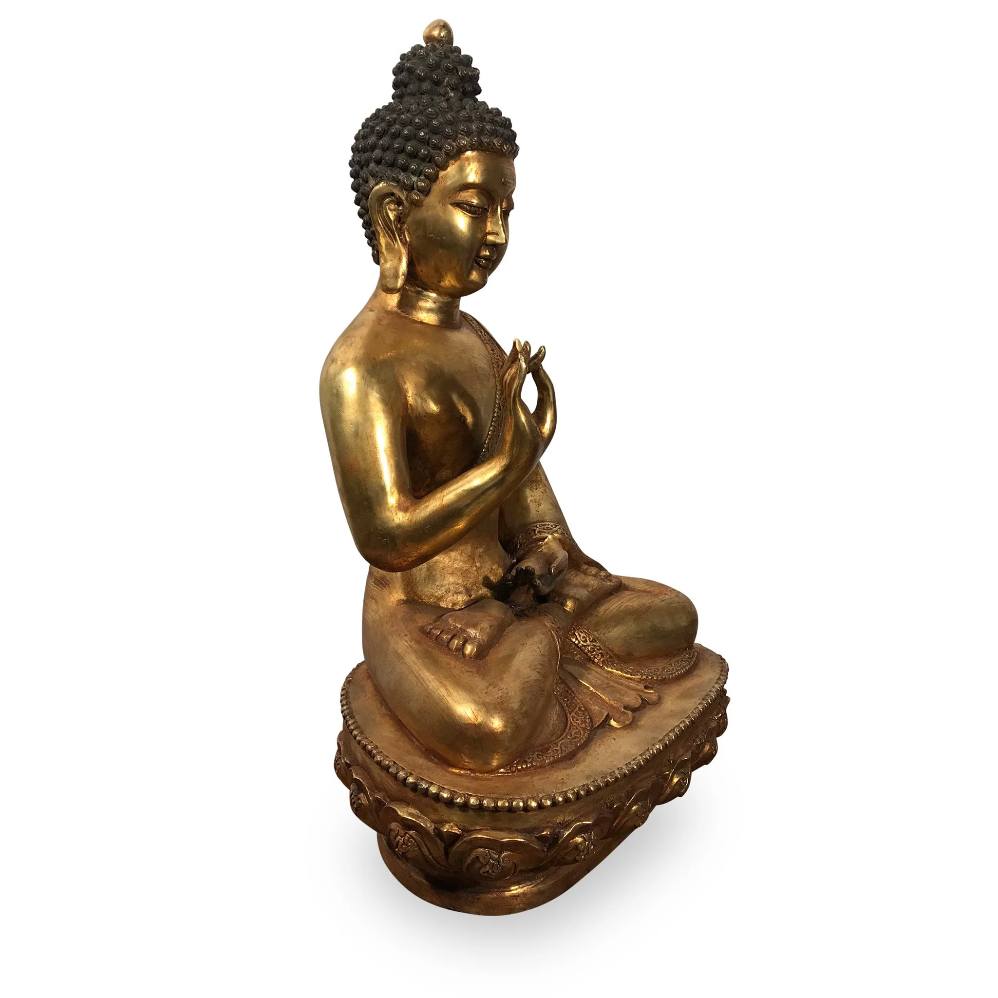 Gilded Bronze Statue Of Buddha - Shuni Mudra Pose - Image 3