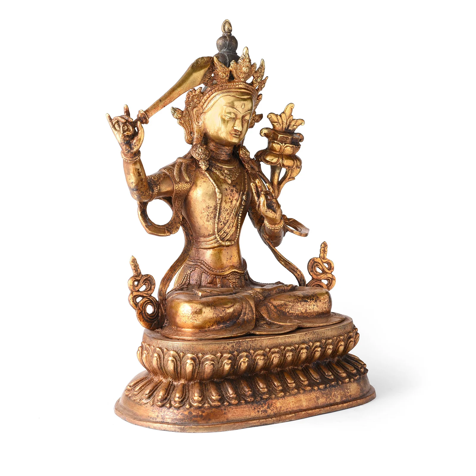 Gilded Bronze Statue Of Manjushri - Image 3