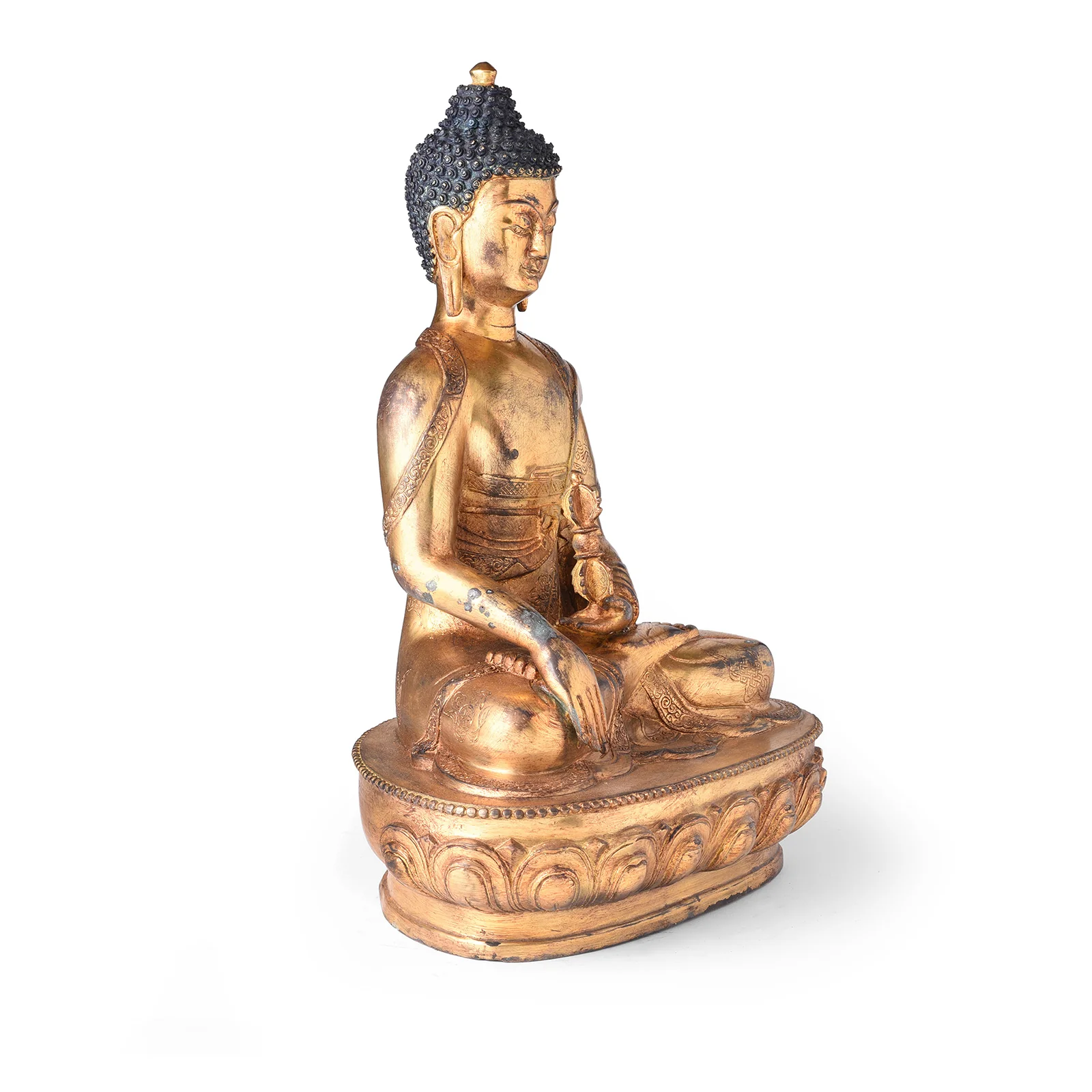 Gilded Bronze Buddha Statue - Bhumisparsha Mudra - Image 4