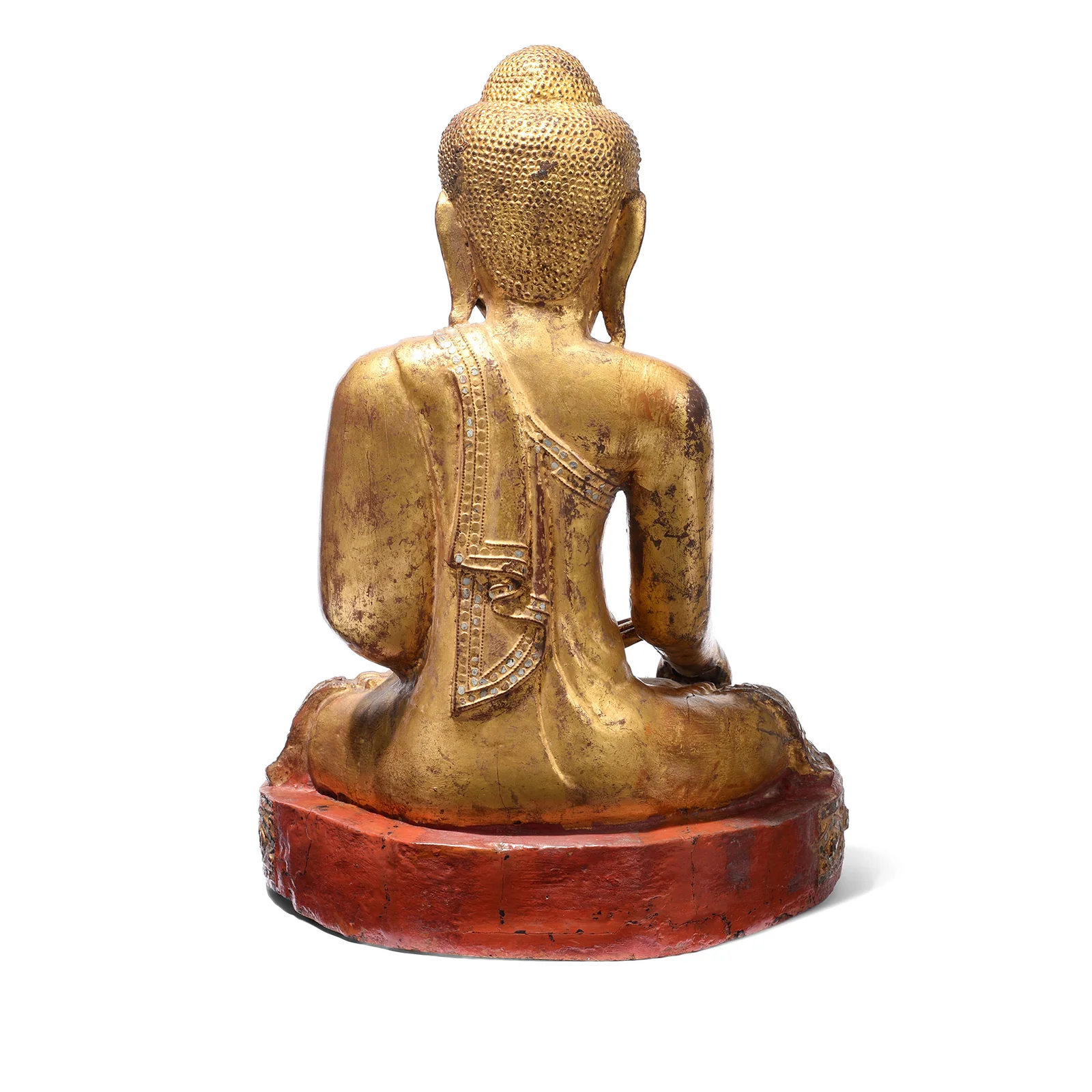 Sitting Gilt Teak Mandalay Buddha - Ca 1910 - Image 8