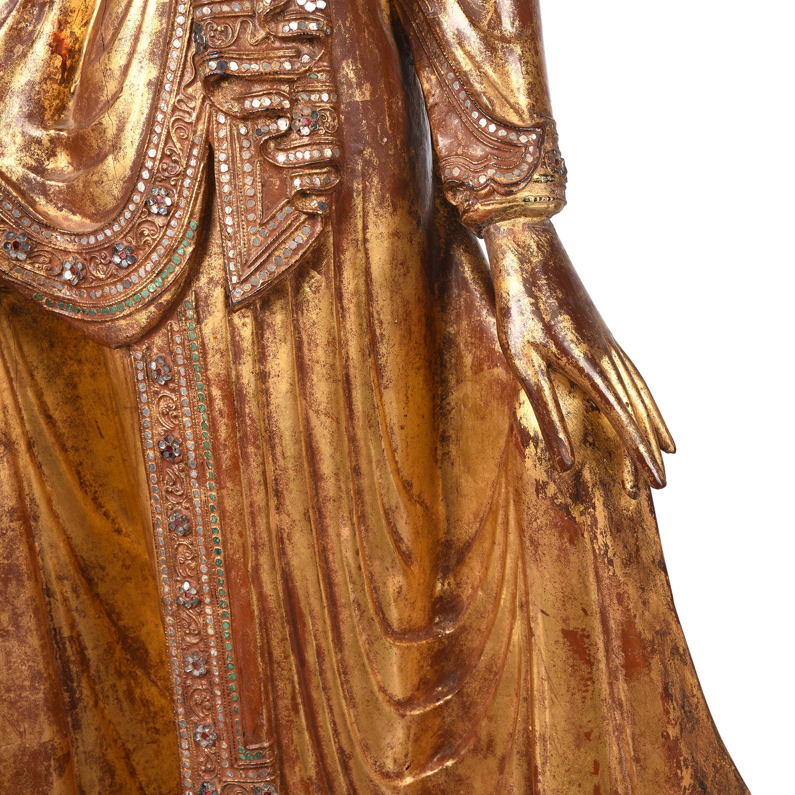 Gilded Teak Burmese Standing Buddha from Mandalay - 19th Century - Image 7