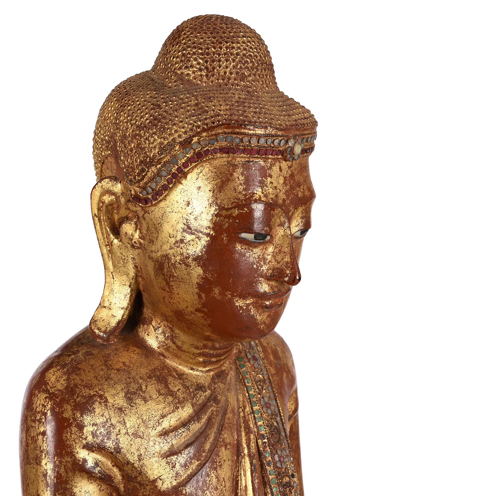 Gilded Teak Standing Mandalay Buddha - Late 19thC - Image 4