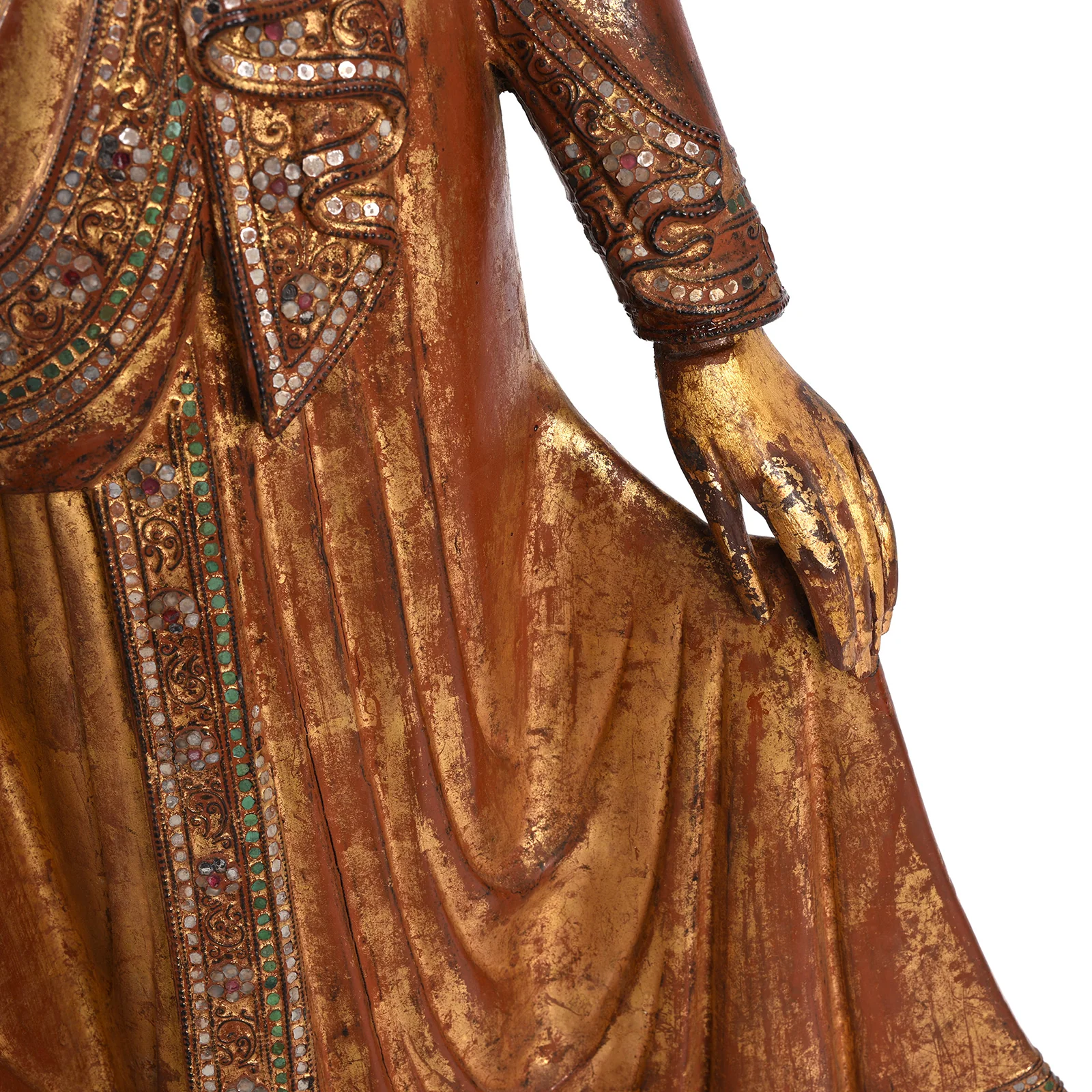 Gilded Teak Standing Mandalay Buddha - Late 19thC - Image 5