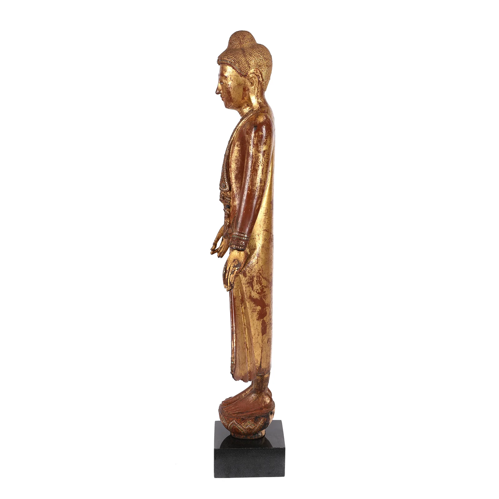 Gilded Teak Standing Mandalay Buddha - Late 19thC - Image 6