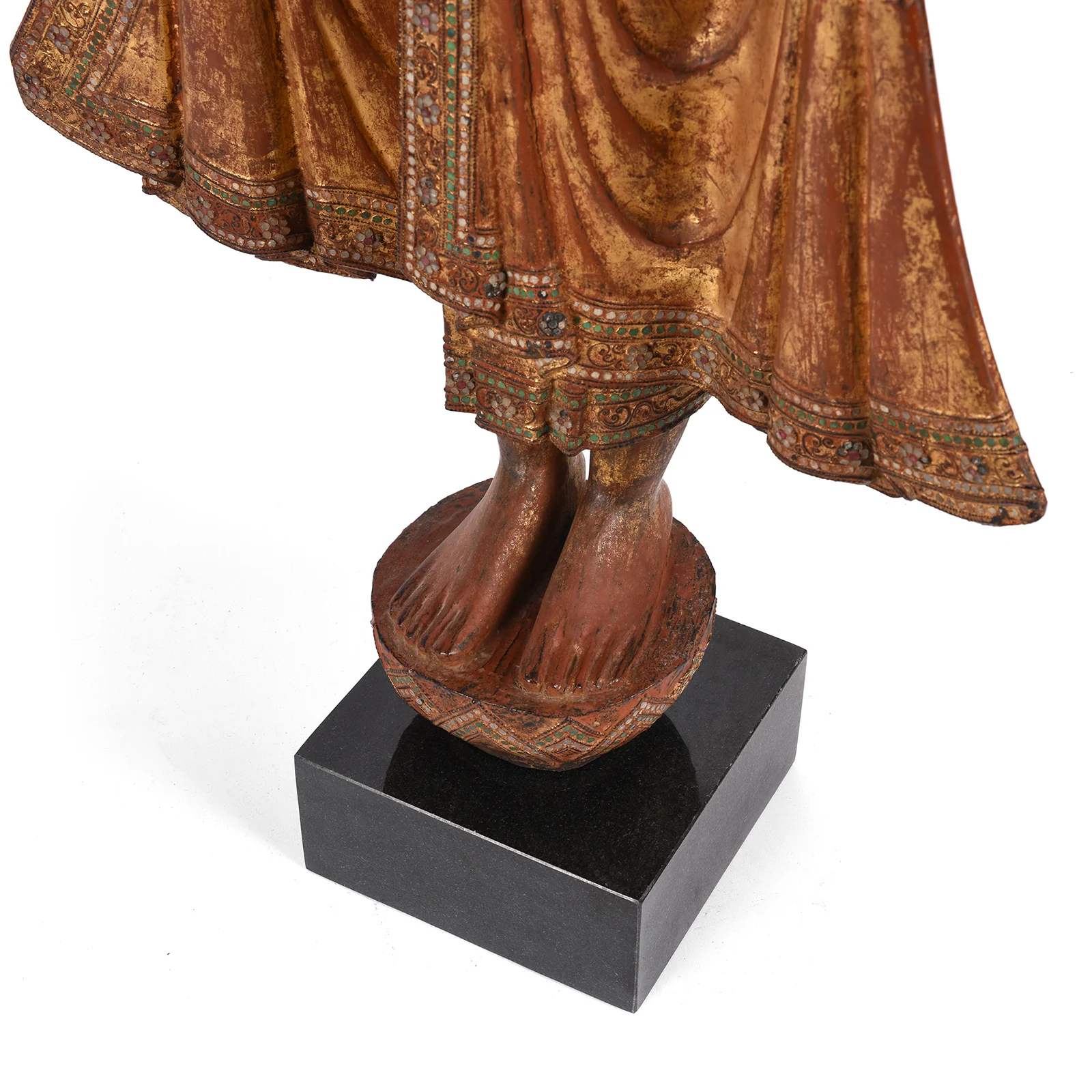 Gilded Teak Standing Mandalay Buddha - Late 19thC - Image 9