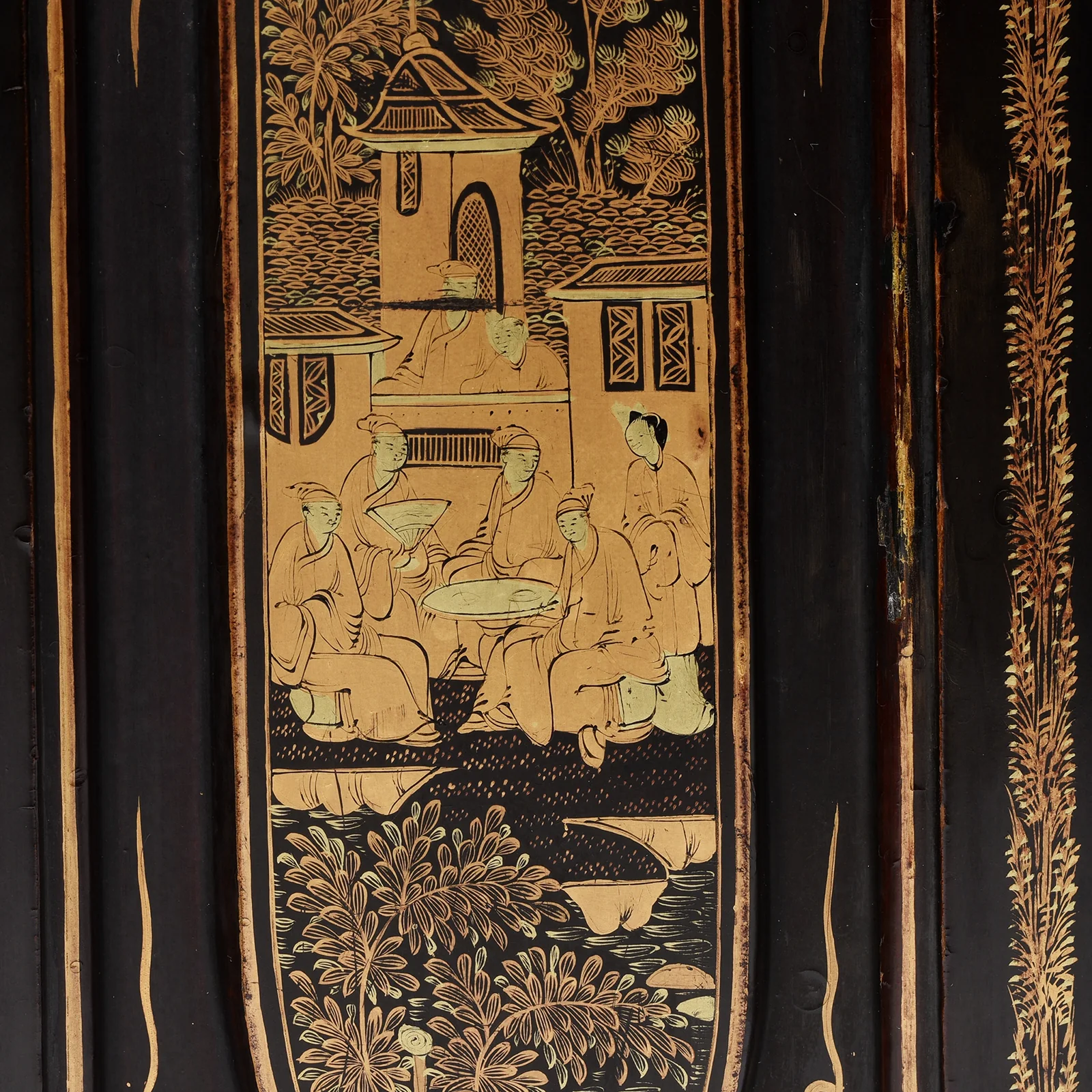 Gilt Black Lacquer Canton Export Jewellery Cabinet - 19th Century - Image 16