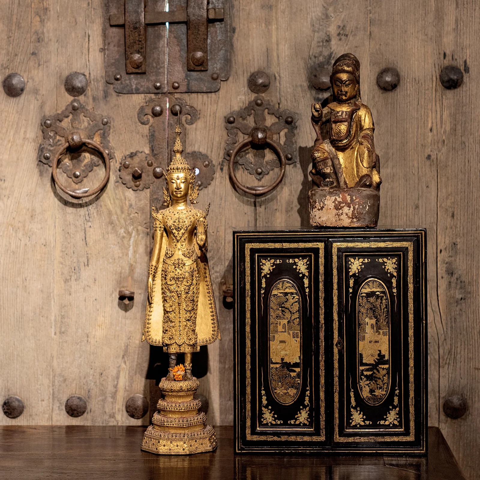 Gilt Black Lacquer Canton Export Jewellery Cabinet - 19th Century - Image 3