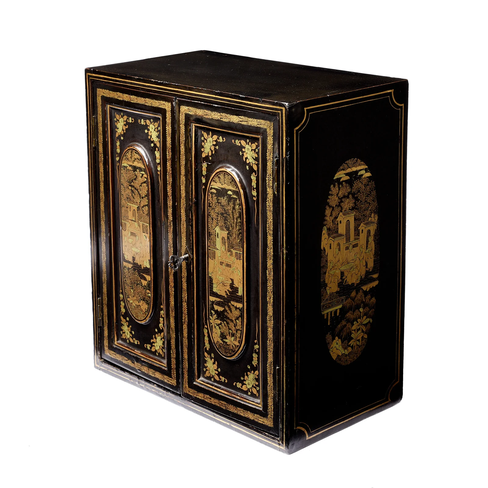 Gilt Black Lacquer Canton Export Jewellery Cabinet - 19th Century - Image 7
