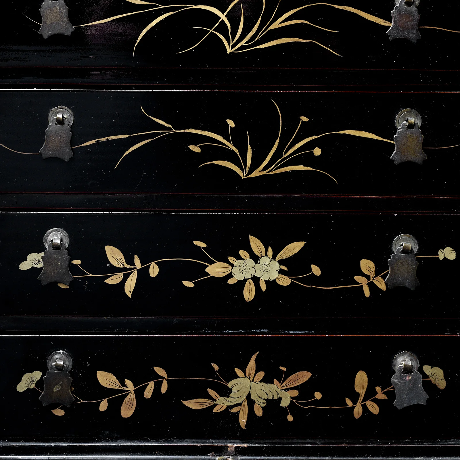Gilt Black Lacquer Canton Export Jewellery Cabinet - 19th Century - Image 8