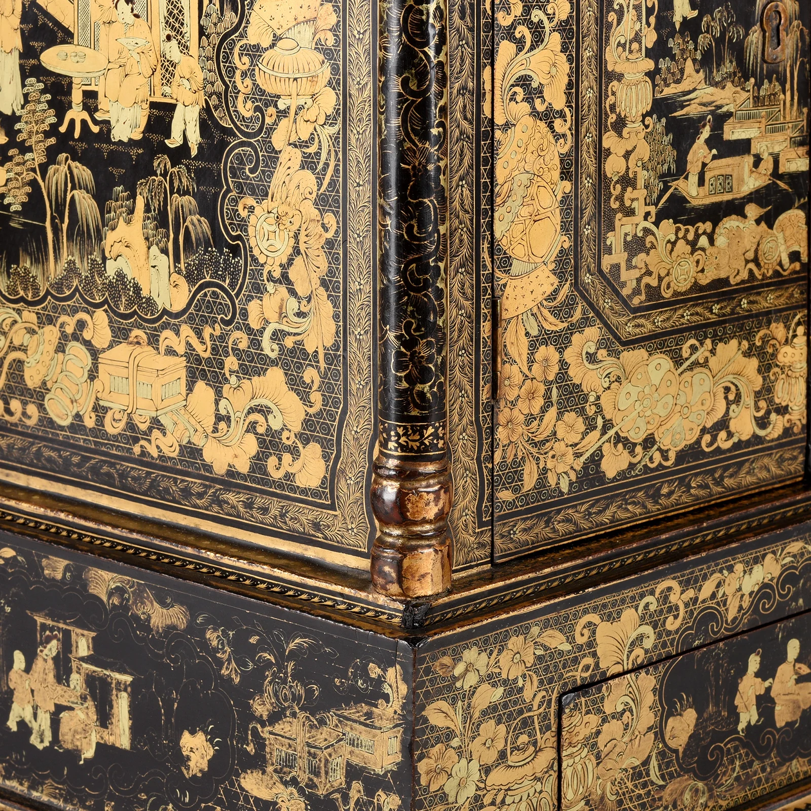 Black Lacquer Canton Export Jewellery Cabinet - Early 19th Century - Image 18