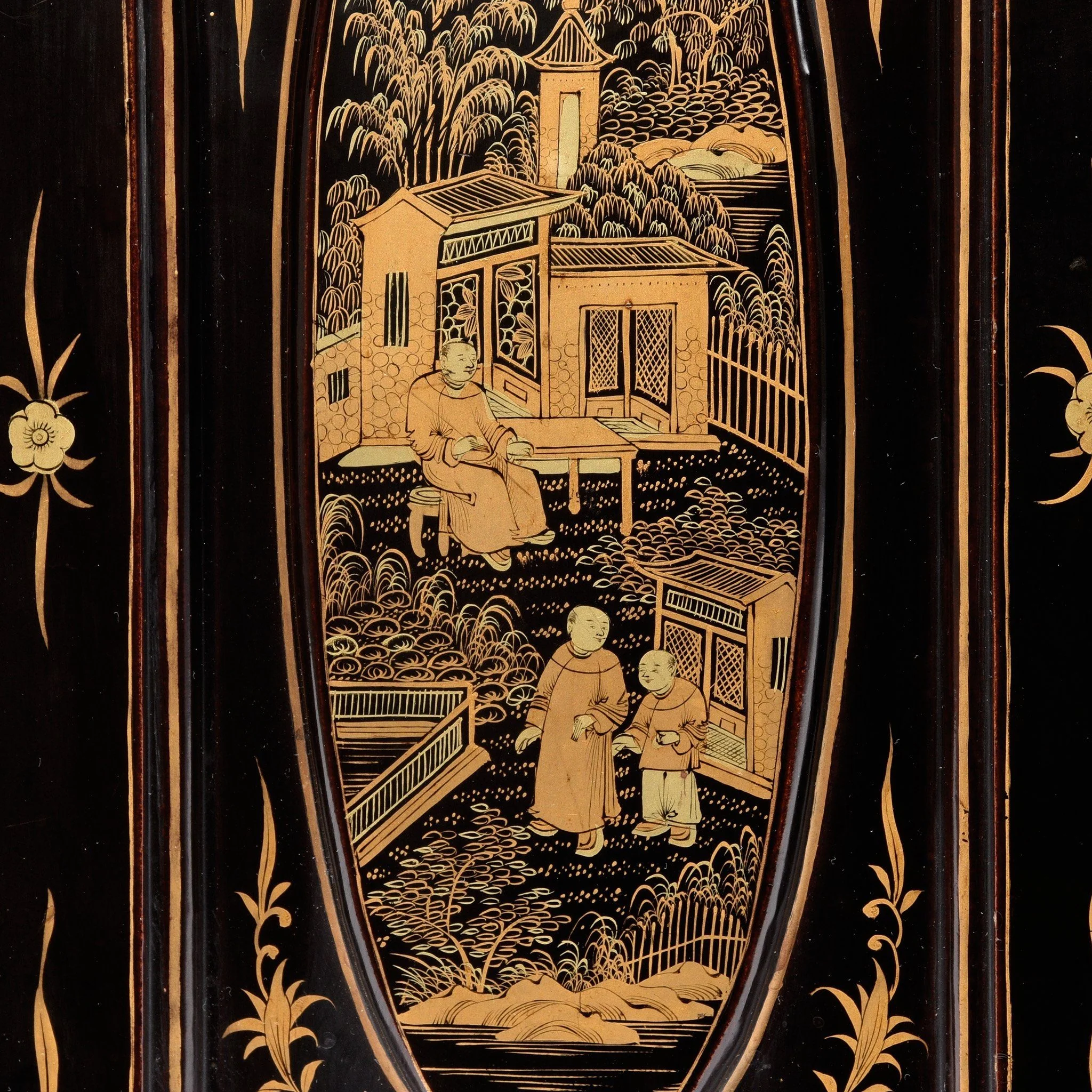 Gilt Chinese Black Lacquer Jewellery Cabinet - Early 19thC - Image 4