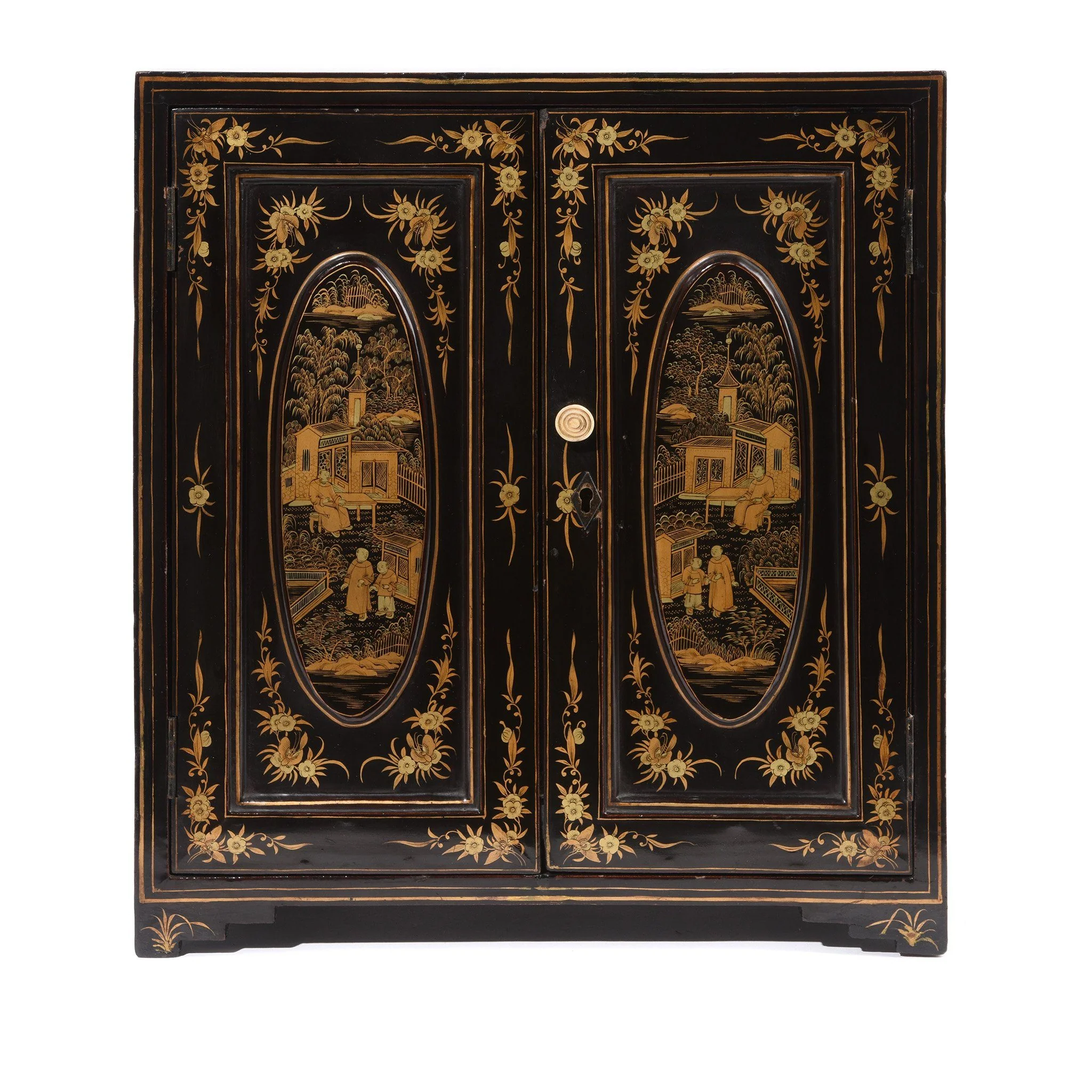 Gilt Chinese Black Lacquer Jewellery Cabinet - Early 19thC - Image 5