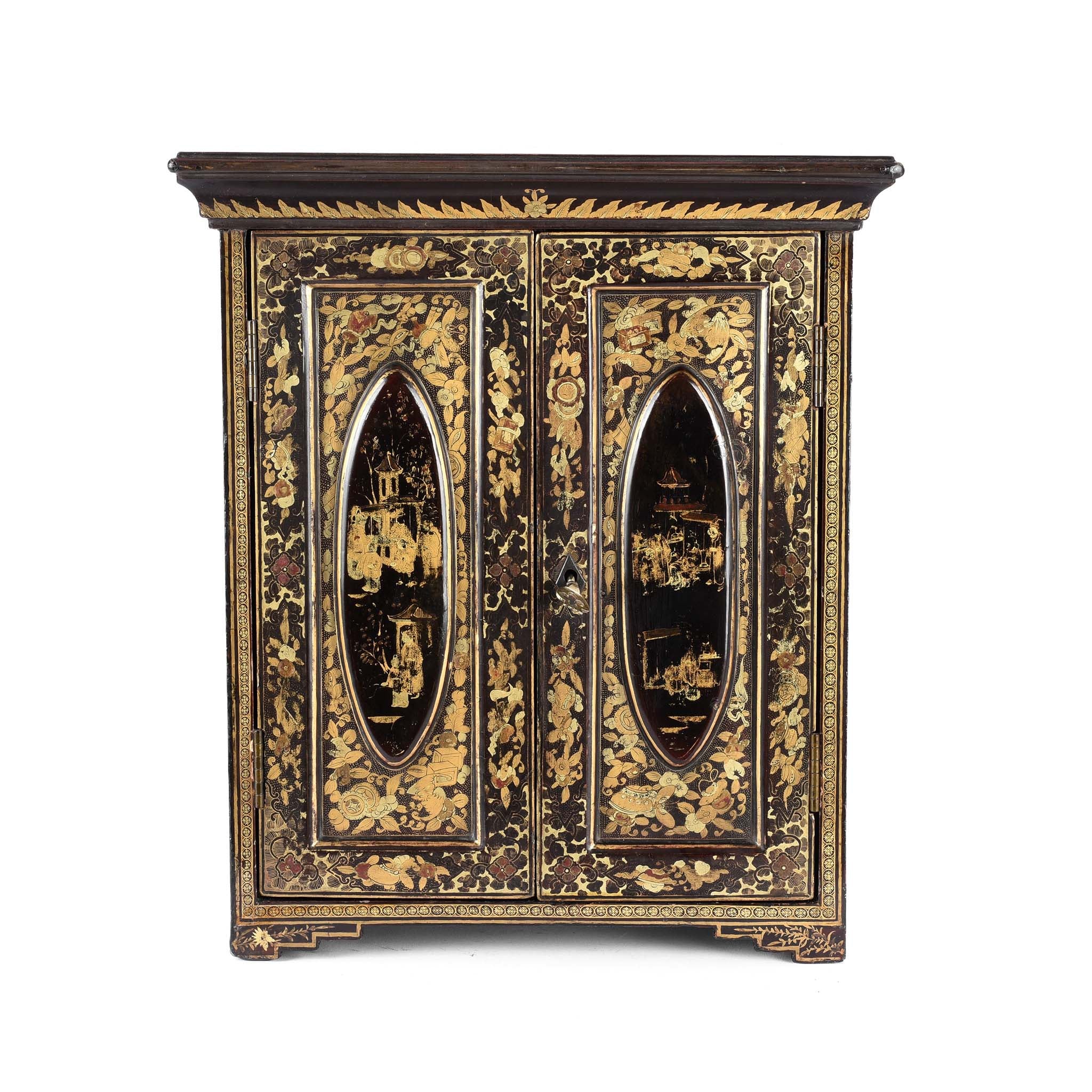 Gilt Black Lacquer Chinese Export Jewellery Cabinet - Early 19th Century - Image 2