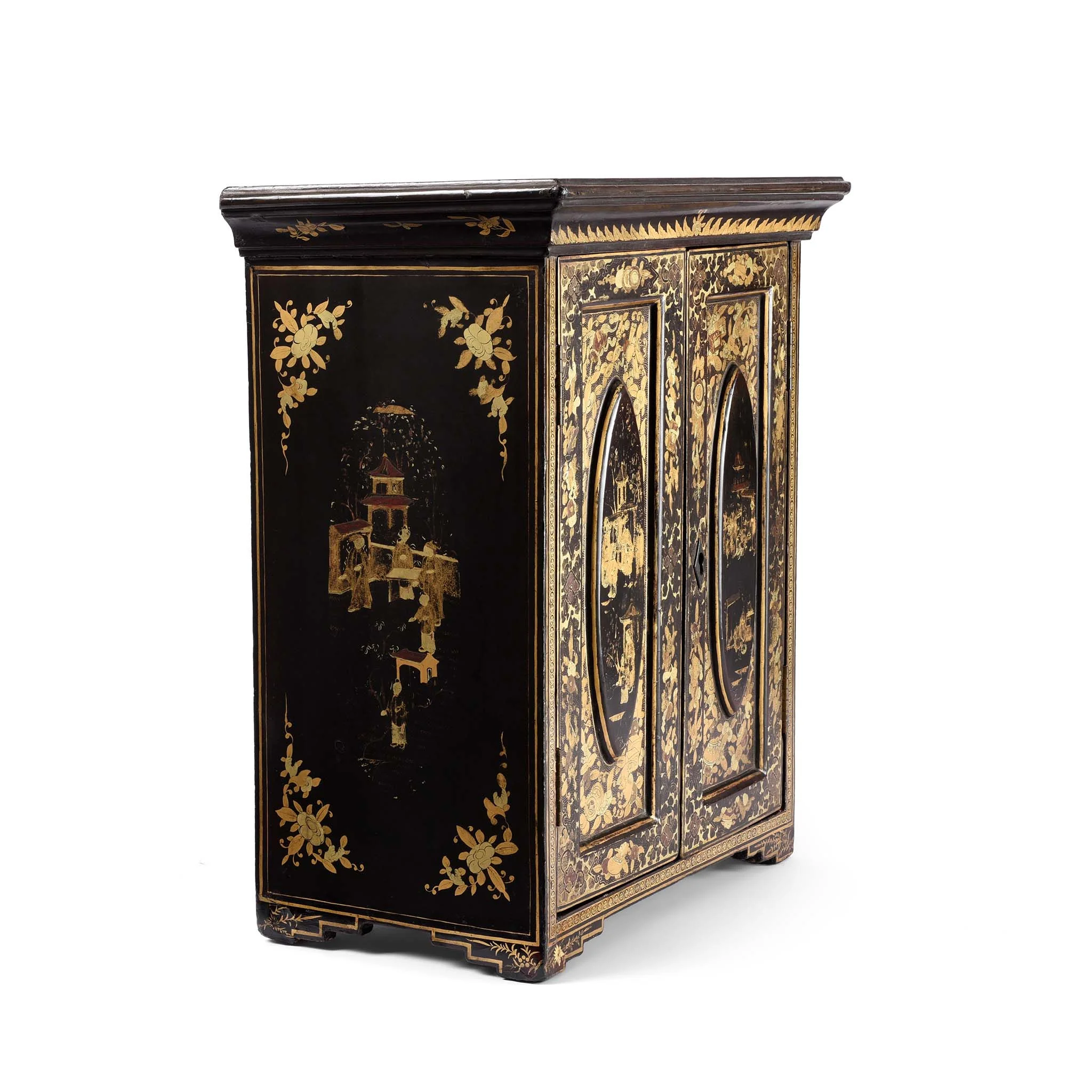 Gilt Black Lacquer Chinese Export Jewellery Cabinet - Early 19th Century - Image 5