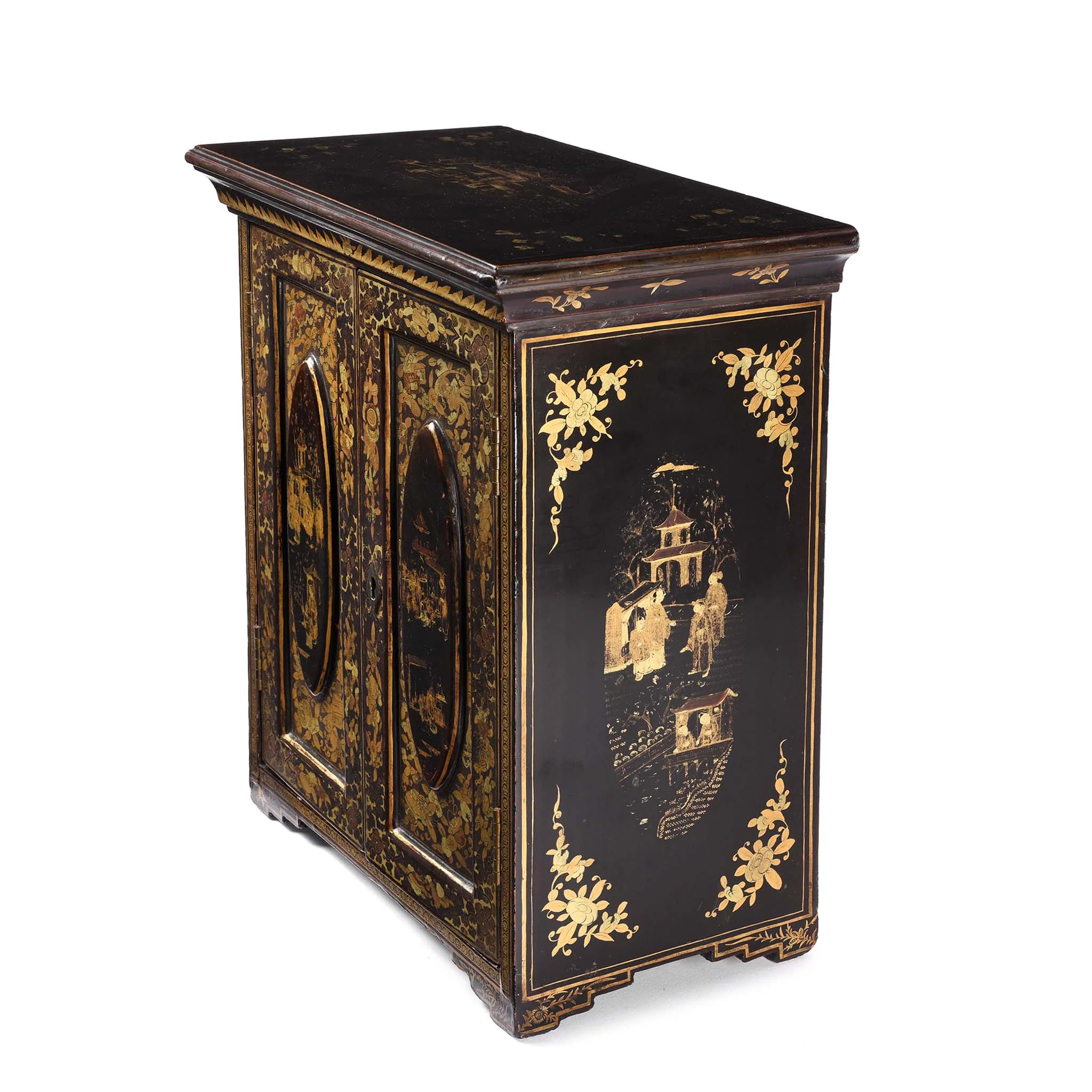 Gilt Black Lacquer Chinese Export Jewellery Cabinet - Early 19th Century - Image 6