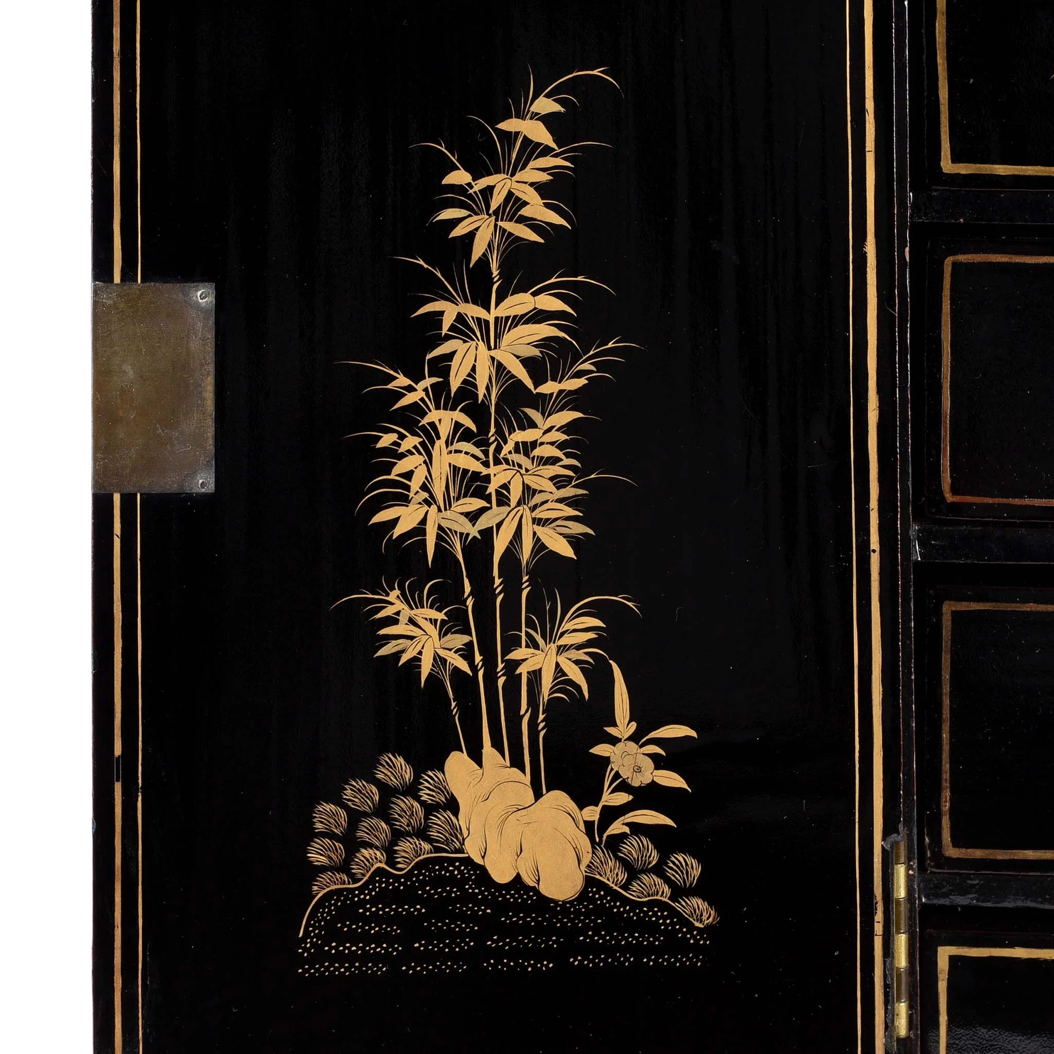 Gilt Black Lacquer Chinese Export Jewellery Cabinet - Early 19th Century - Image 8