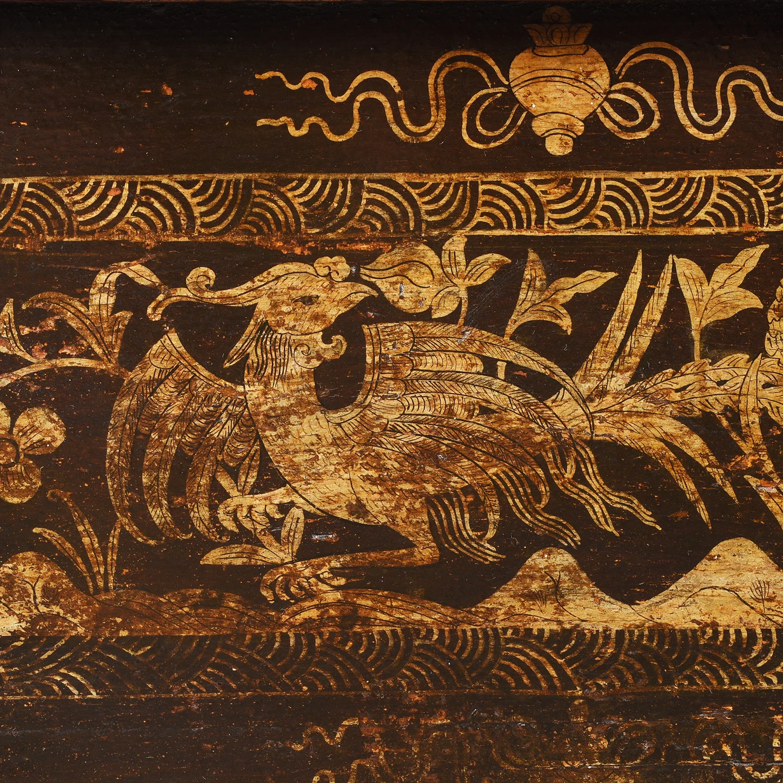 Black & Gold Painted Tibetan Altar Cabinet - 19th Century - Image 13