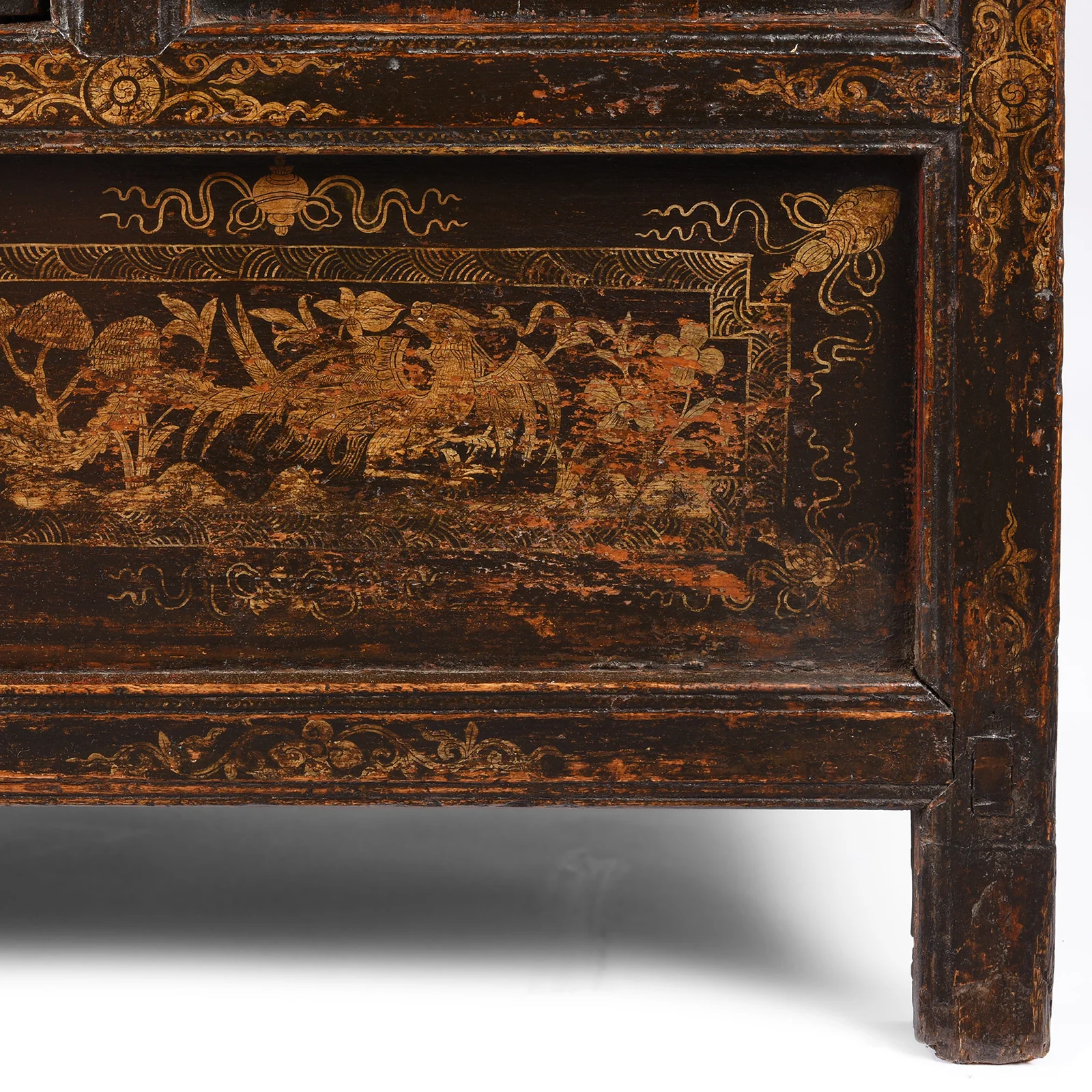 Black & Gold Painted Tibetan Altar Cabinet - 19th Century - Image 14
