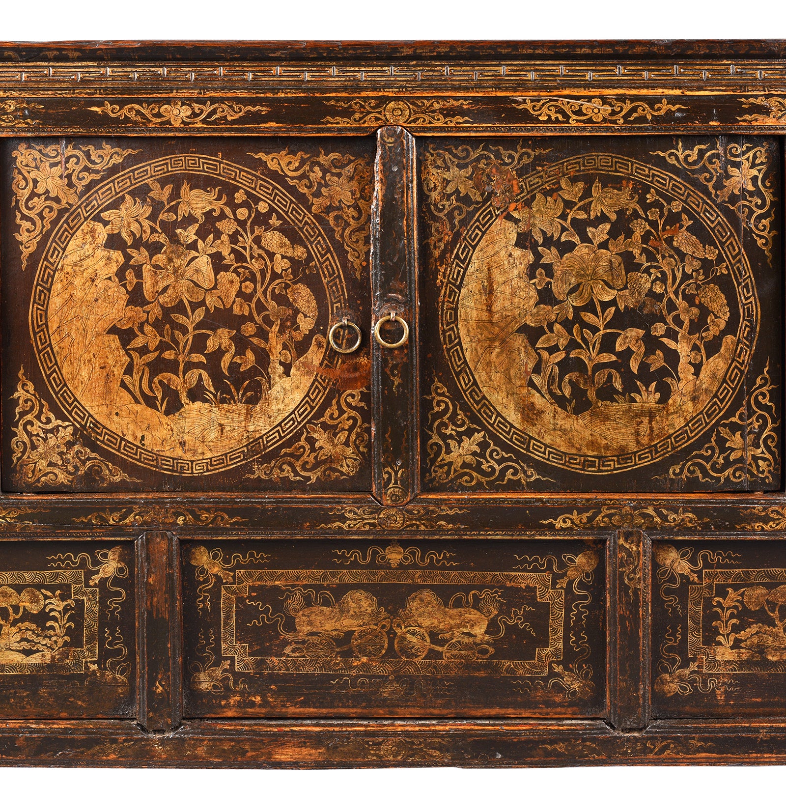 Black & Gold Painted Tibetan Altar Cabinet - 19th Century - Image 3