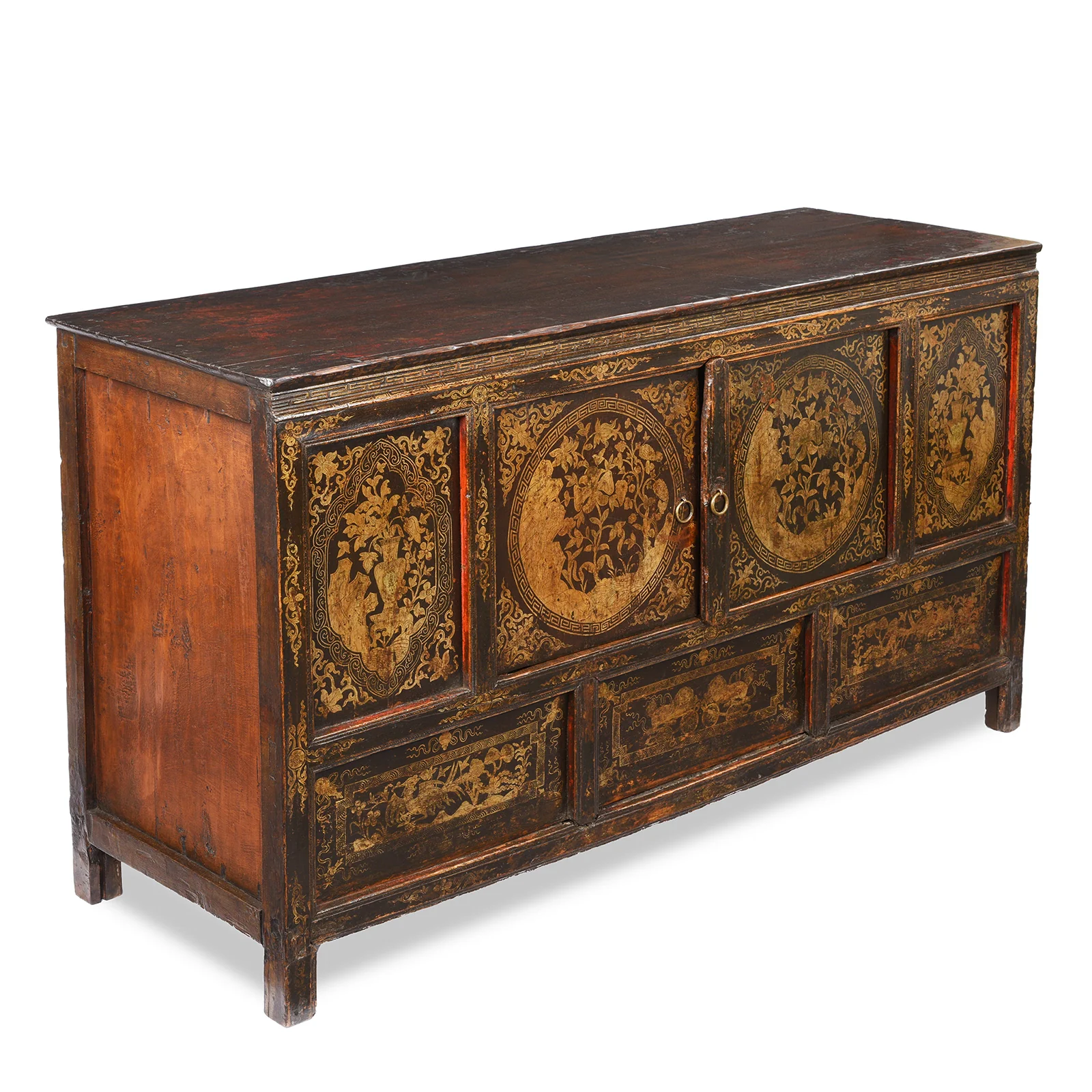 Black & Gold Painted Tibetan Altar Cabinet - 19th Century - Image 4