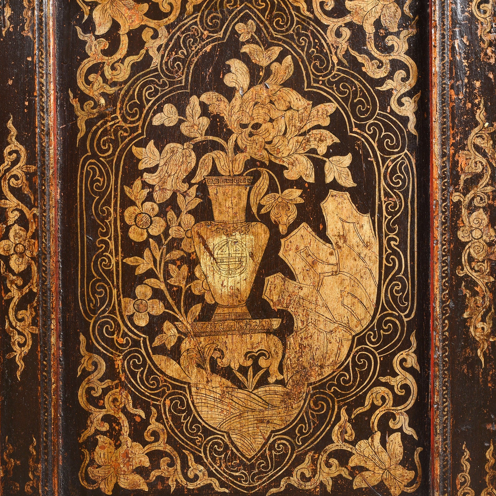 Black & Gold Painted Tibetan Altar Cabinet - 19th Century - Image 7
