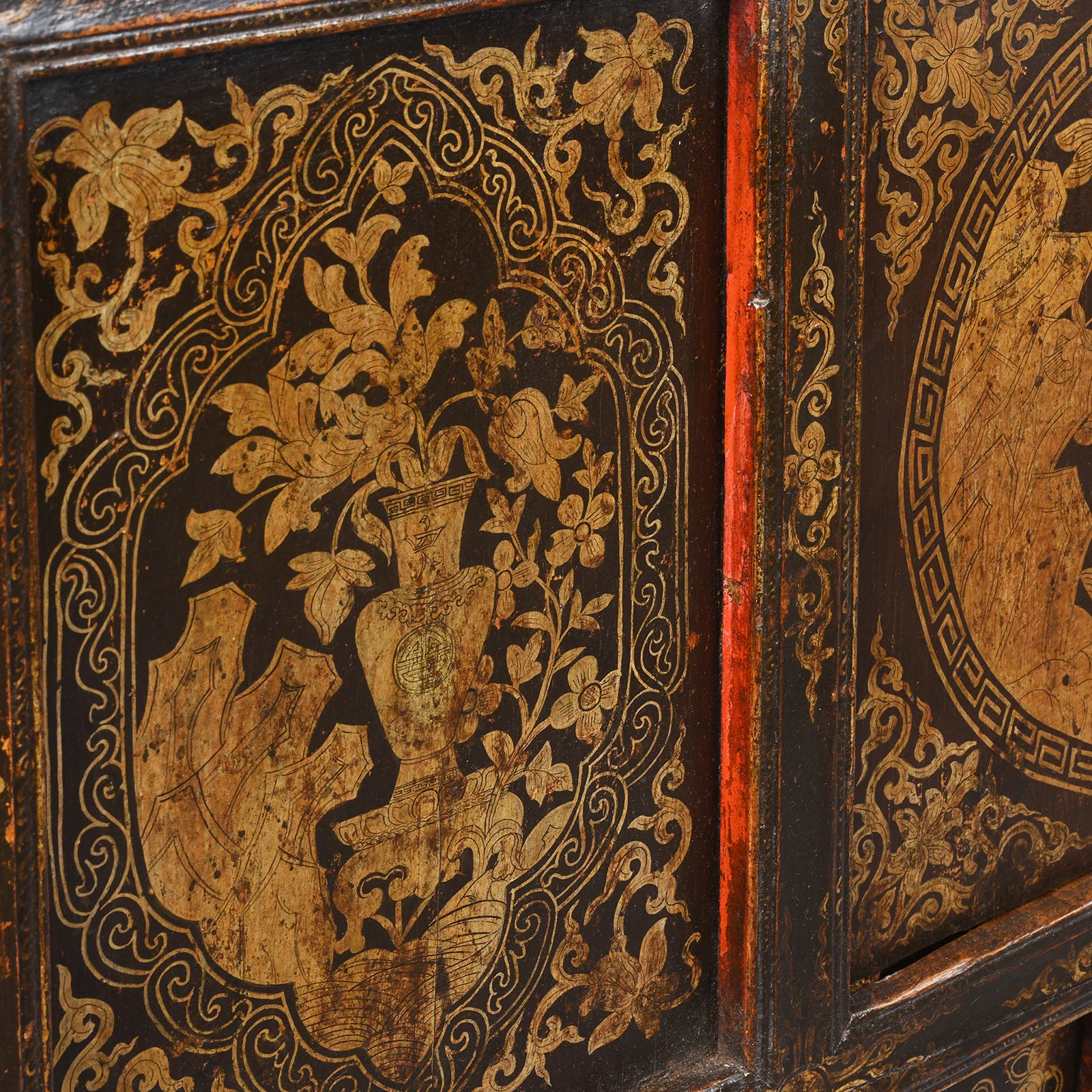 Black & Gold Painted Tibetan Altar Cabinet - 19th Century - Image 8