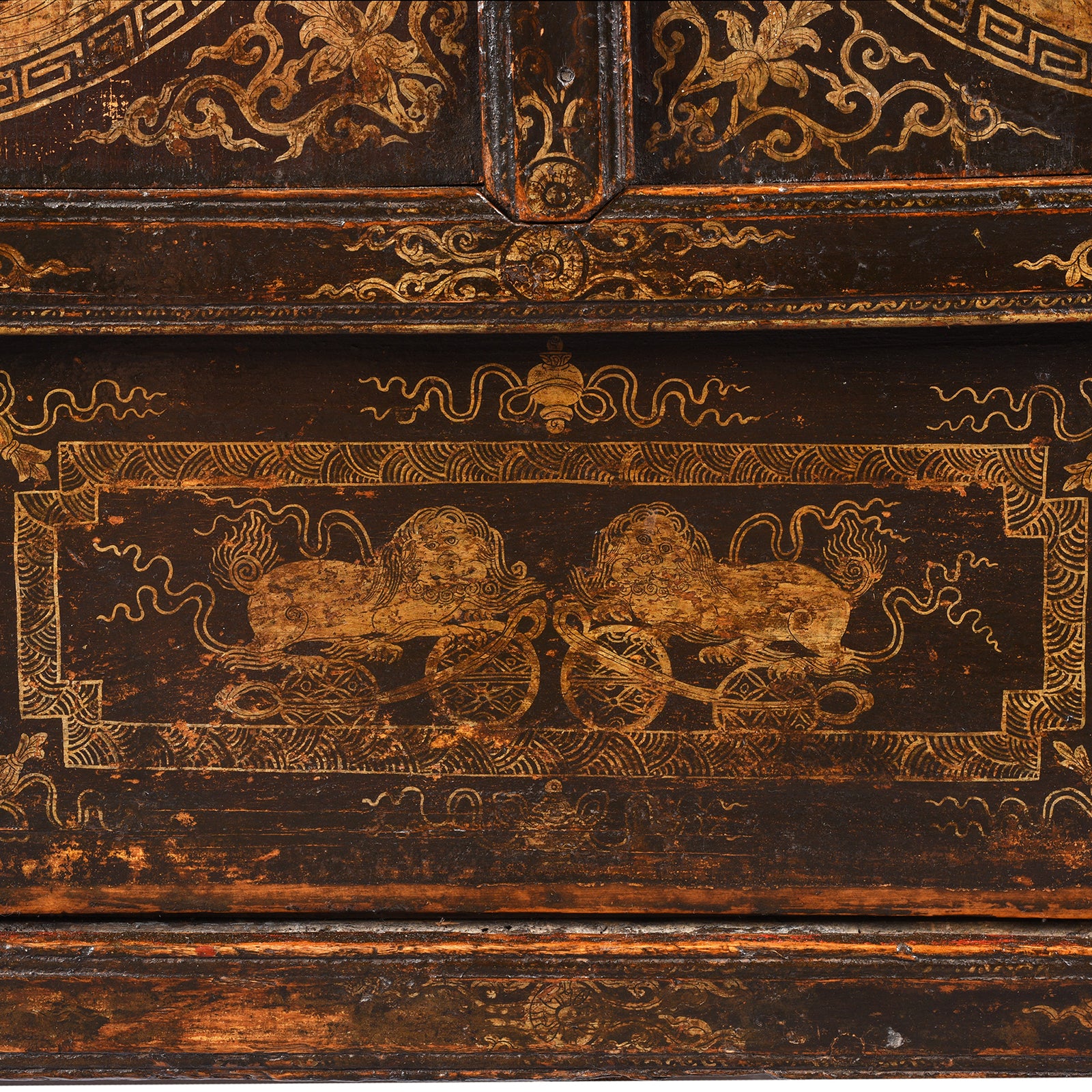Black & Gold Painted Tibetan Altar Cabinet - 19th Century - Image 9
