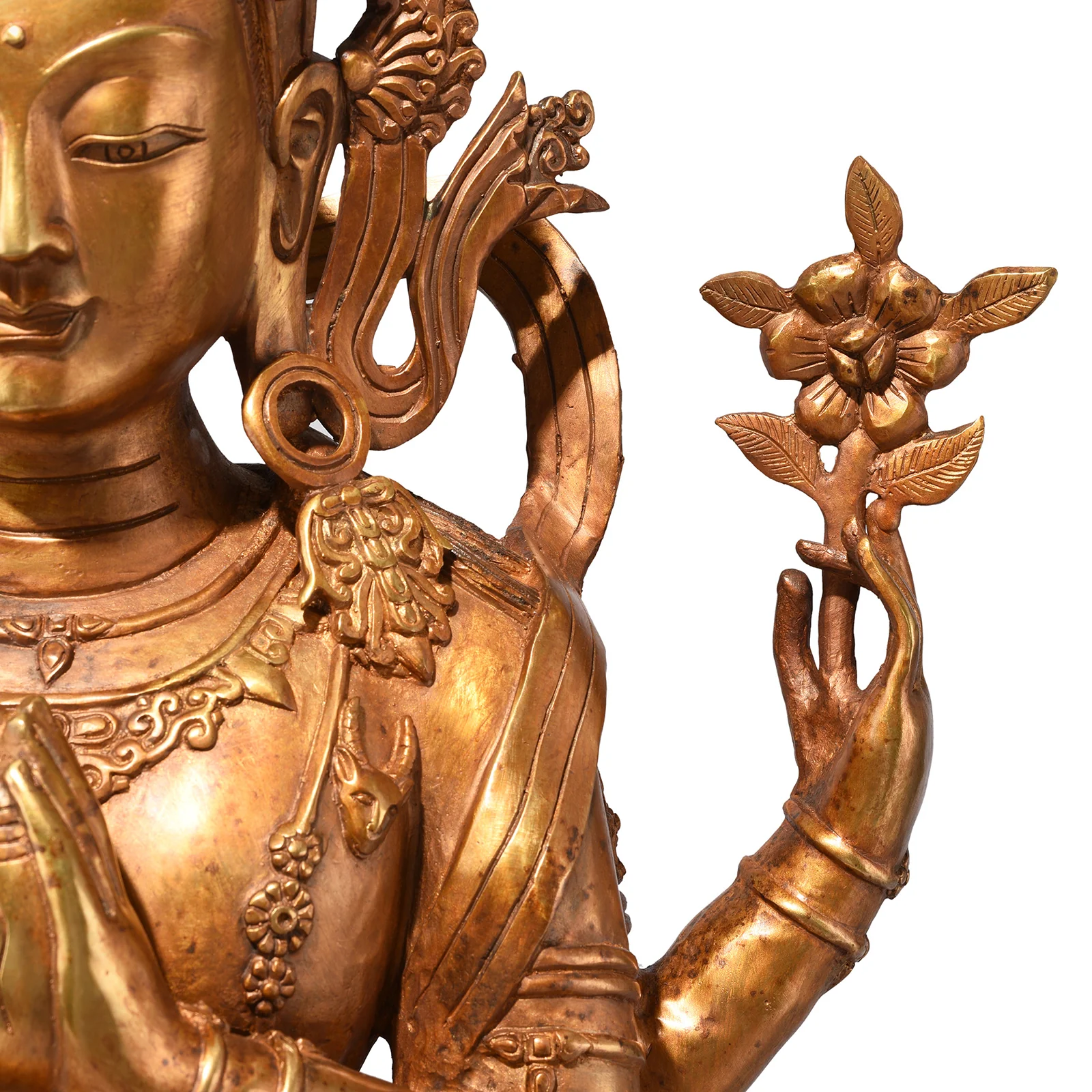 Gilt Bronze Four Armed Chenrezig (Avalokiteśvara) Statue - Image 5