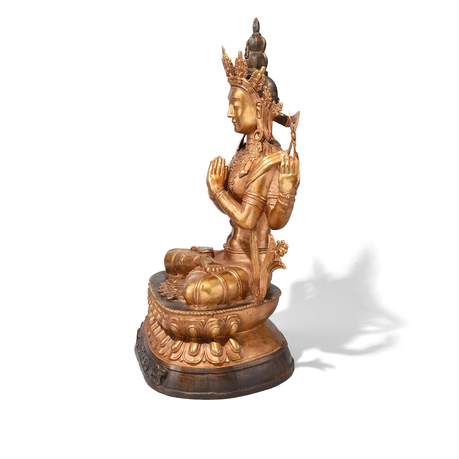 Gilt Bronze Four Armed Chenrezig (Avalokiteśvara) Statue - Image 6