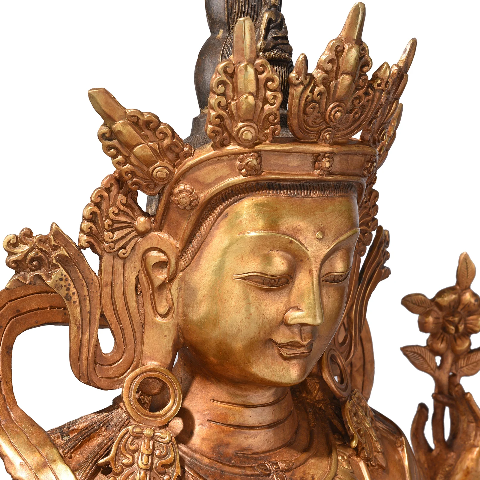 Gilt Bronze Four Armed Chenrezig (Avalokiteśvara) Statue - Image 7