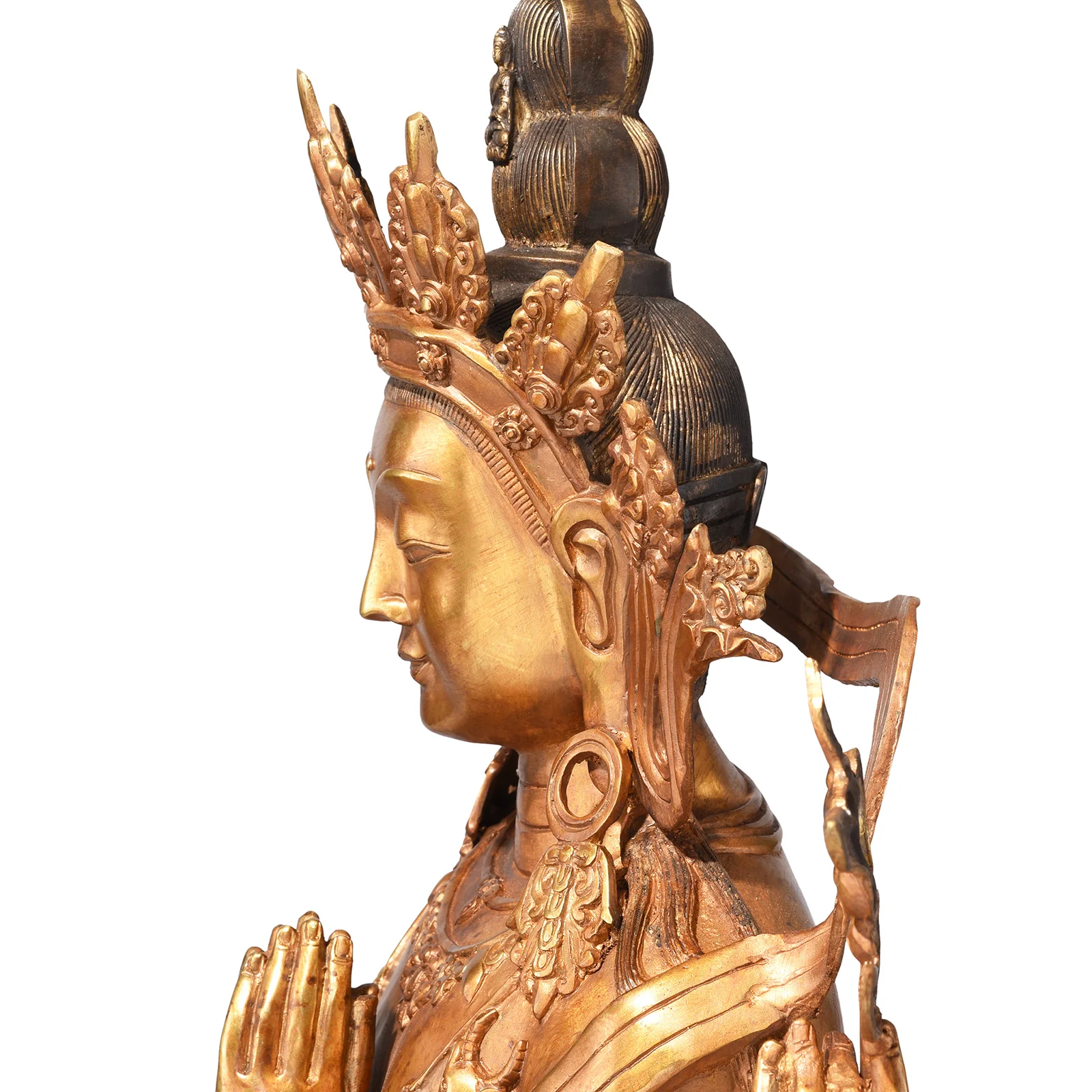 Gilt Bronze Four Armed Chenrezig (Avalokiteśvara) Statue - Image 8